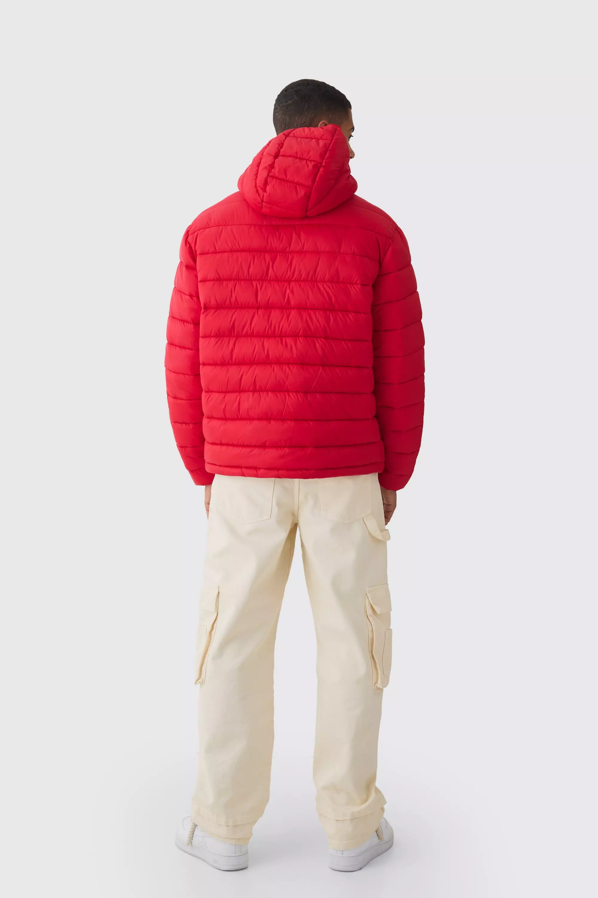 OFCL Half Zip Hooded Puffer Coat In Red alternative image