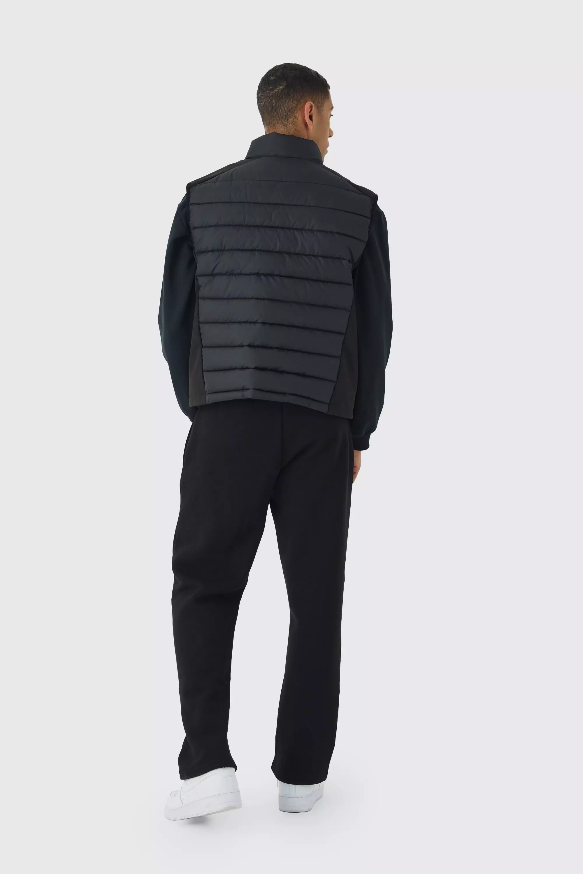 Official Funnel Neck Panel Puffer Gilet In Black alternative image