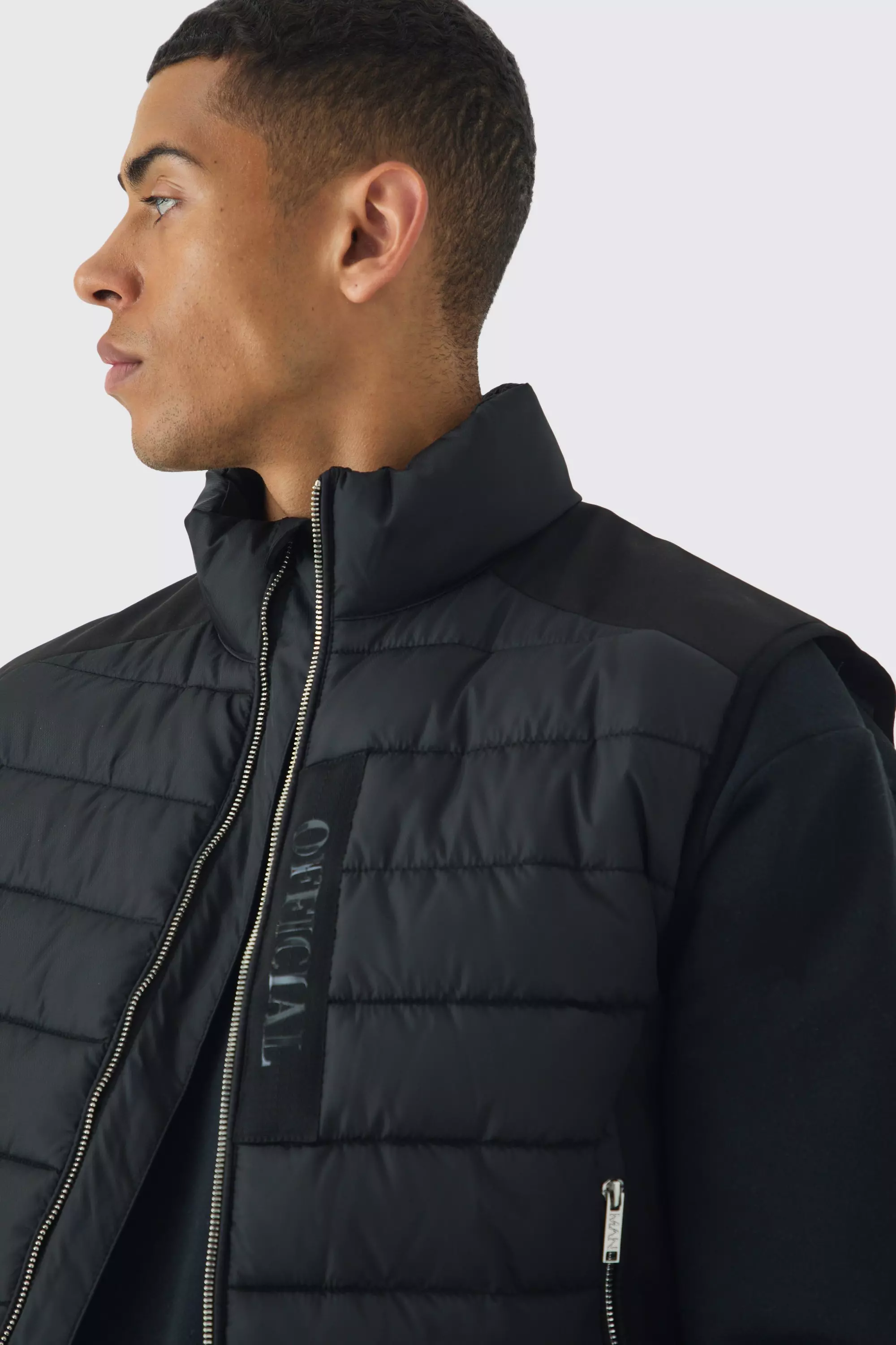 Official Funnel Neck Panel Puffer Gilet In Black alternative image
