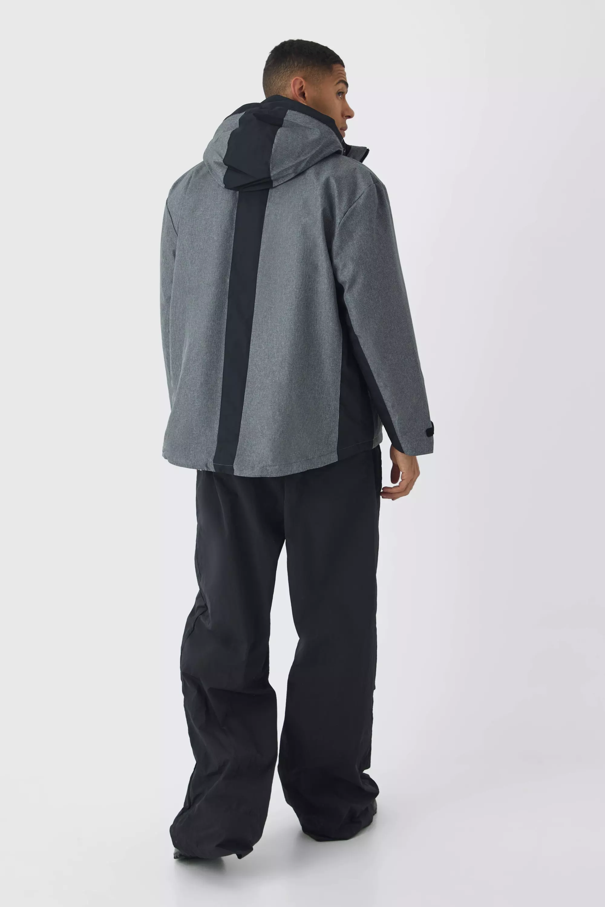 Grey Grijze Tech Color Block Wandeljas Met Capuchon alternatieve afbeelding