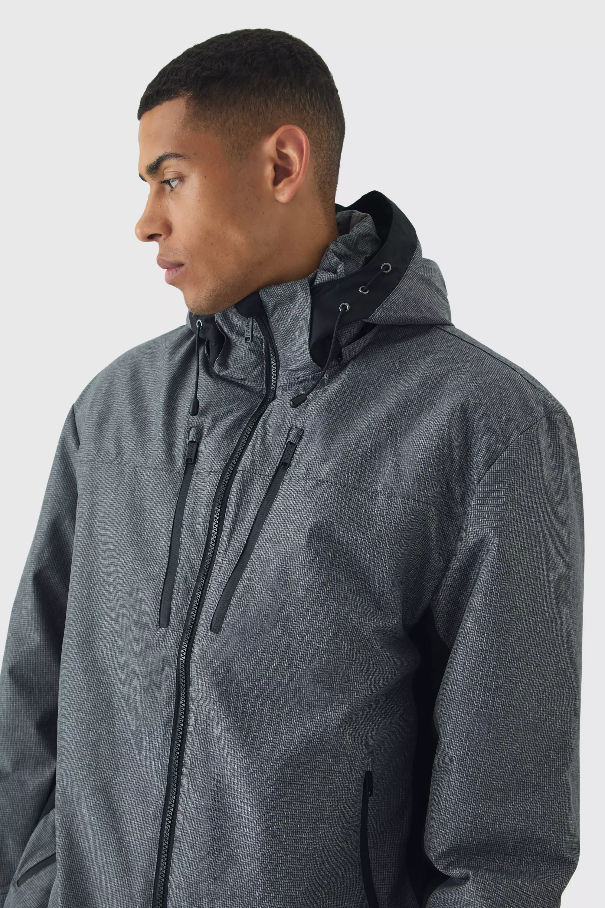 Grey Grijze Tech Color Block Wandeljas Met Capuchon alternatieve afbeelding