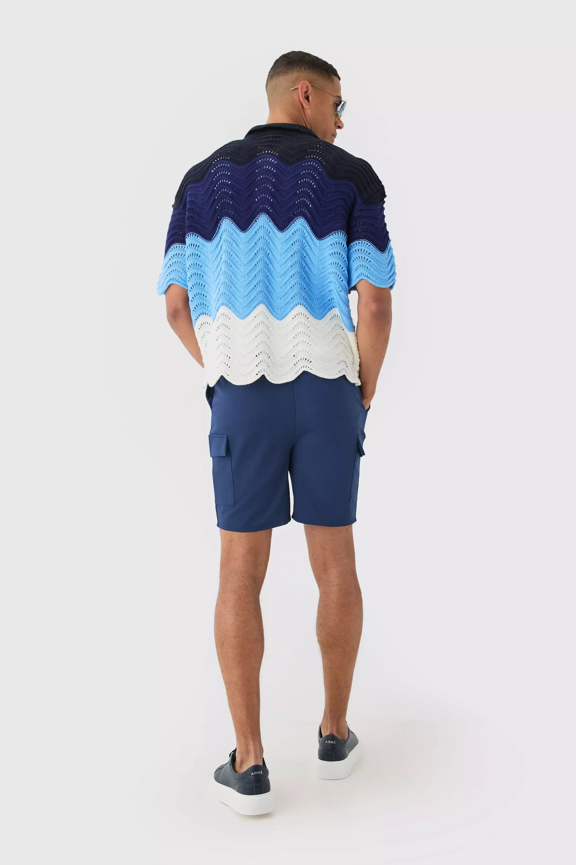 Skinny Cargo-Shorts mit elastischem Bund, Navy alternatives Bild