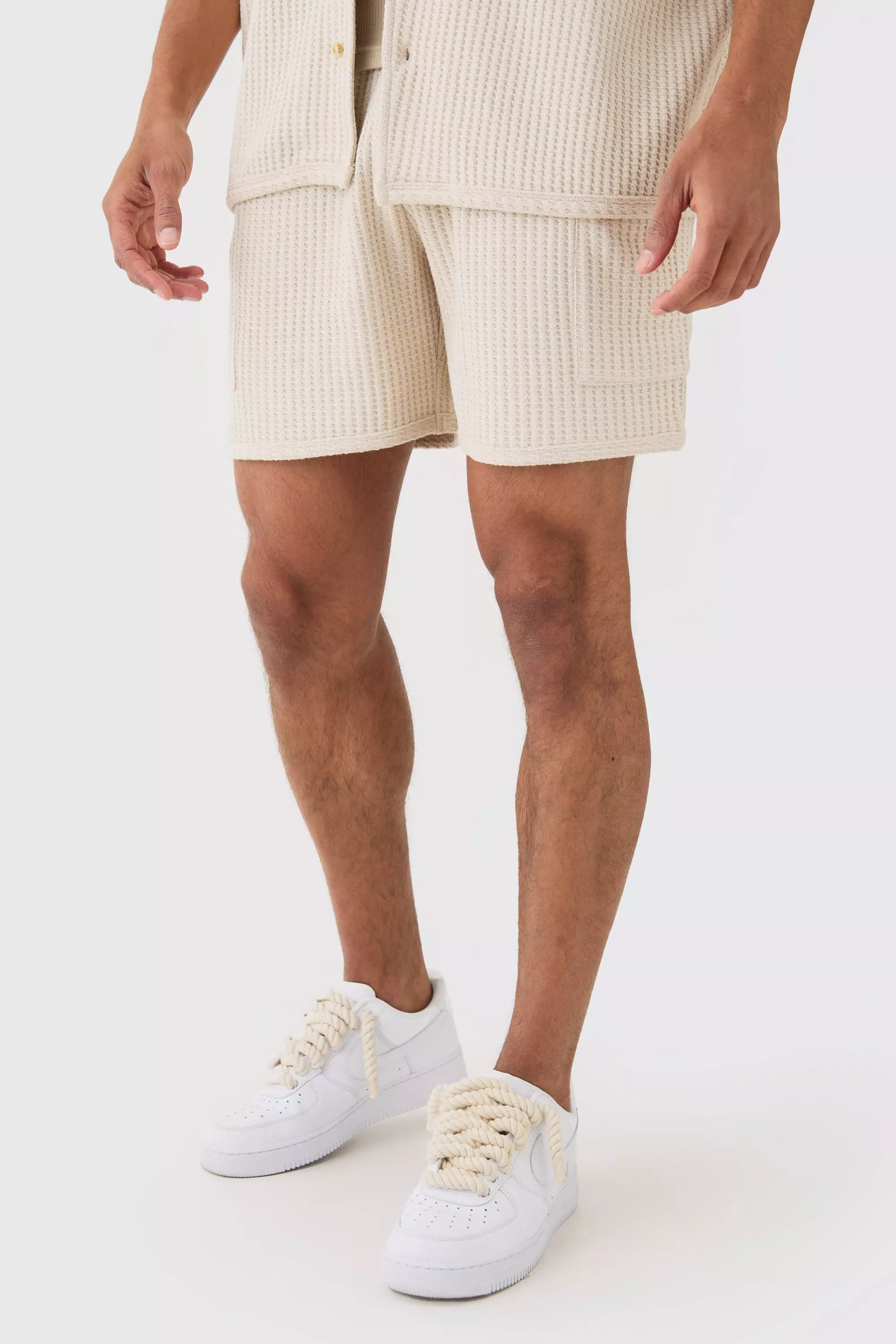 Relaxed Heavy Jumbo Waffle Cargo Short Oatmeal