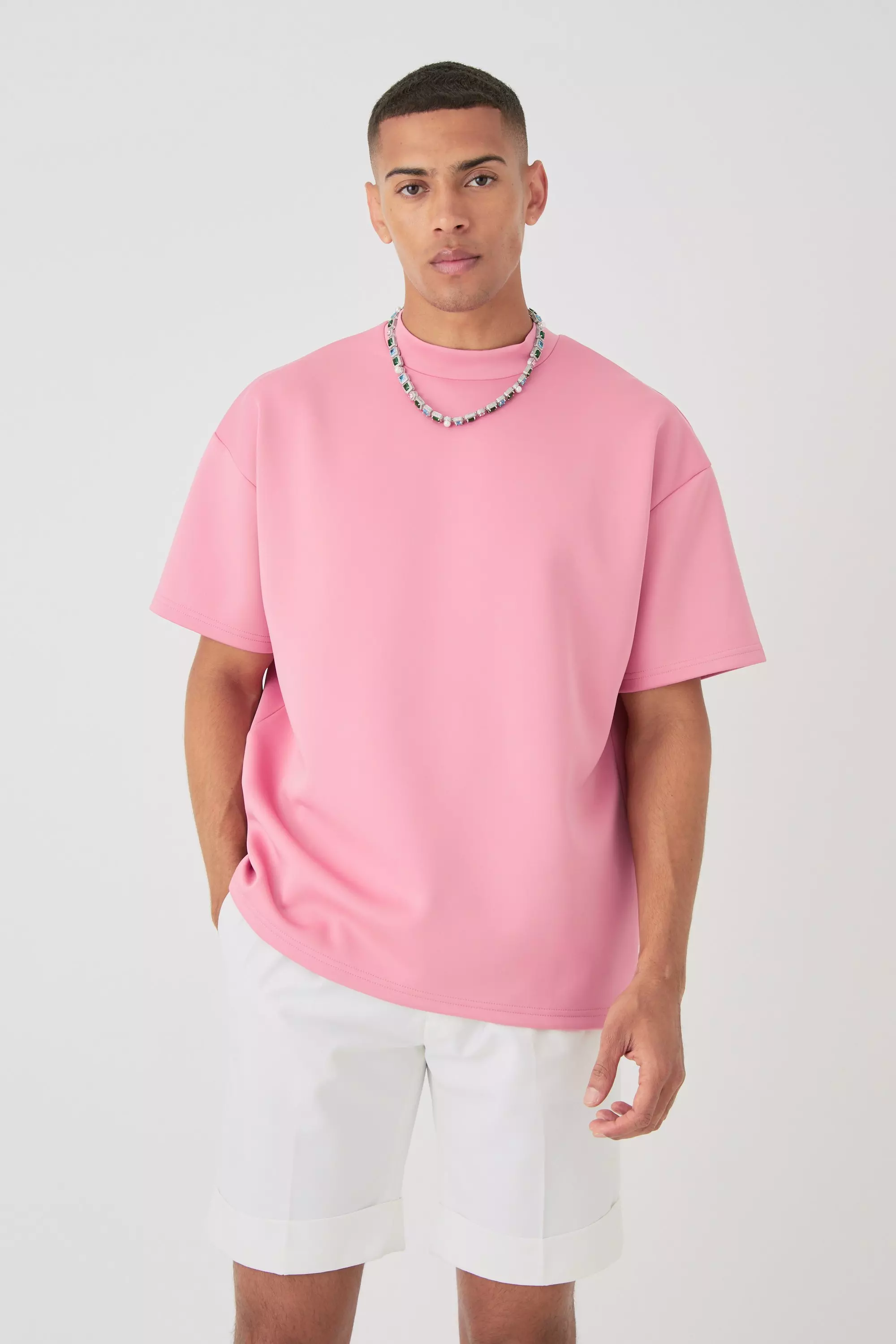 Oversized Scuba T-shirt bright pink