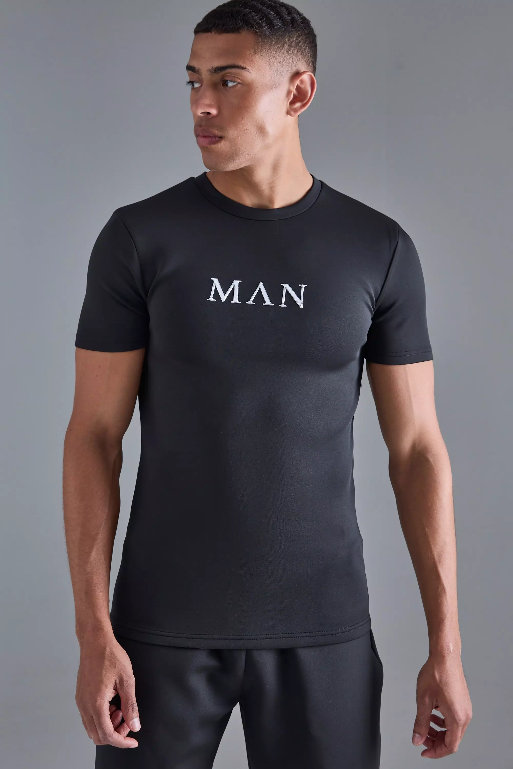 Man Muscle Fit Scuba T-shirt Black