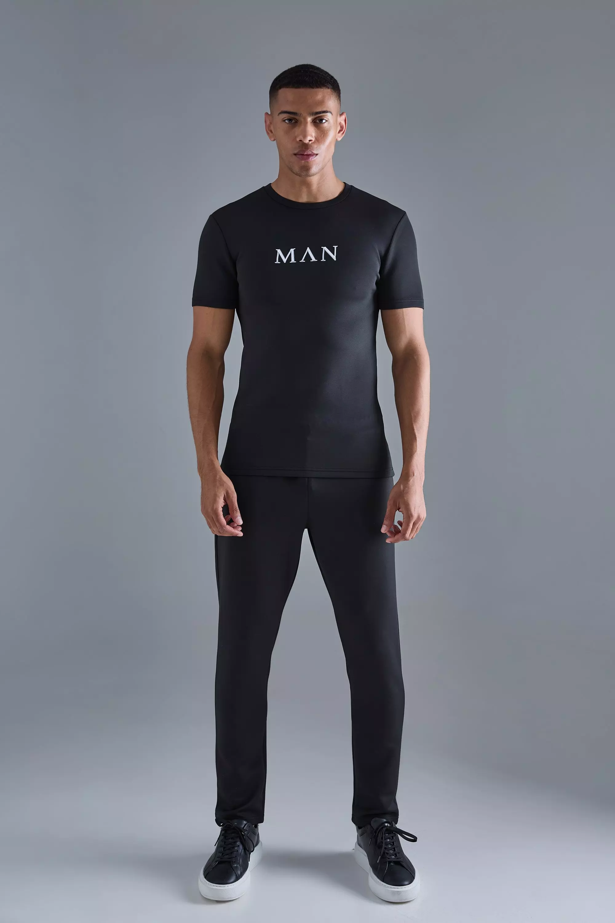 Black Muscle Fit Scuba T-shirt & Jogger Set alternative image