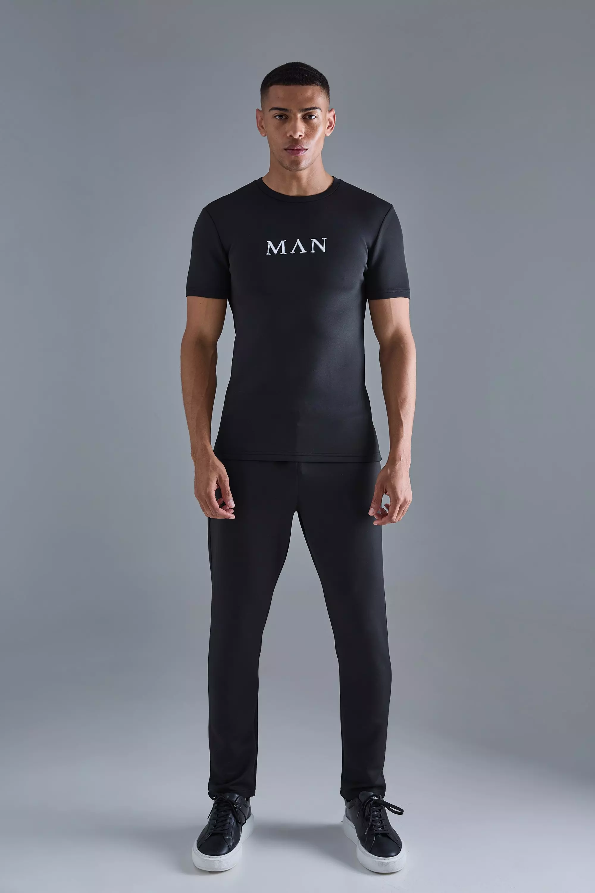 Muscle Fit Scuba T-shirt & Jogger Set Black