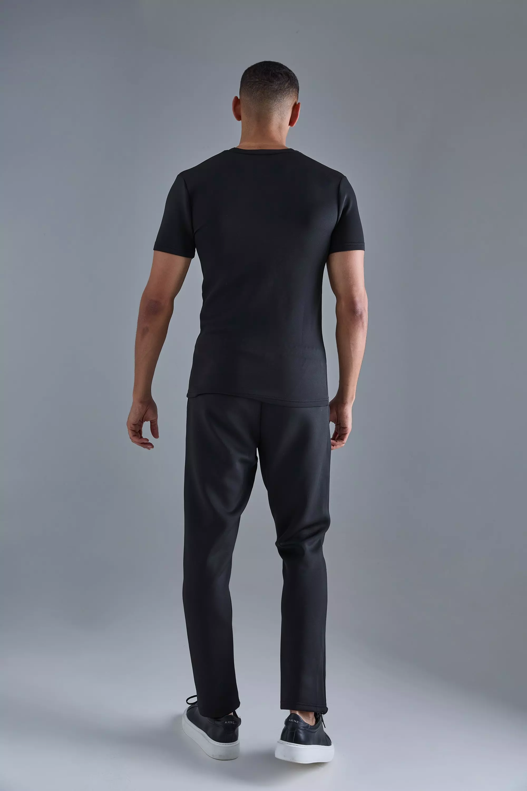 Black Muscle Fit Scuba T-shirt & Jogger Set alternative image