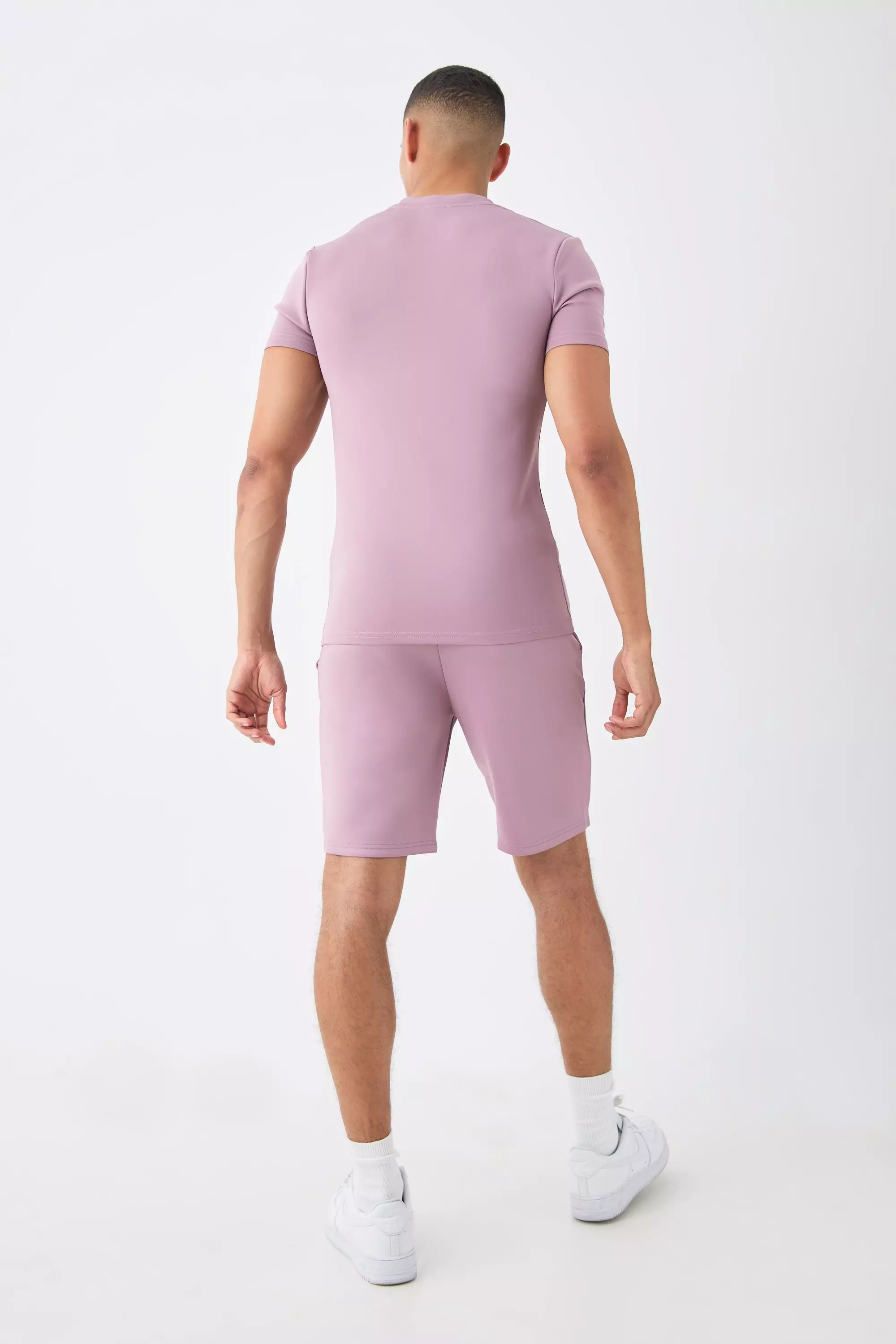 Set T-Shirt Attillata In Scuba & Pantaloncini, Purple immagine alternativa
