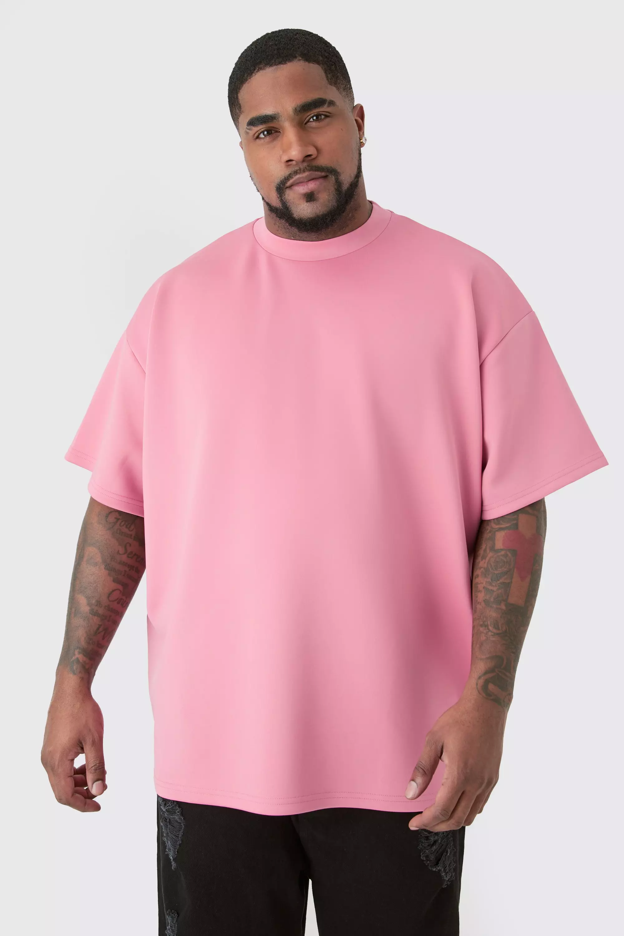 Plus Oversized Scuba T-shirt bright pink