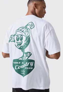 White Man Active Golf Country Club Oversized T-shirt