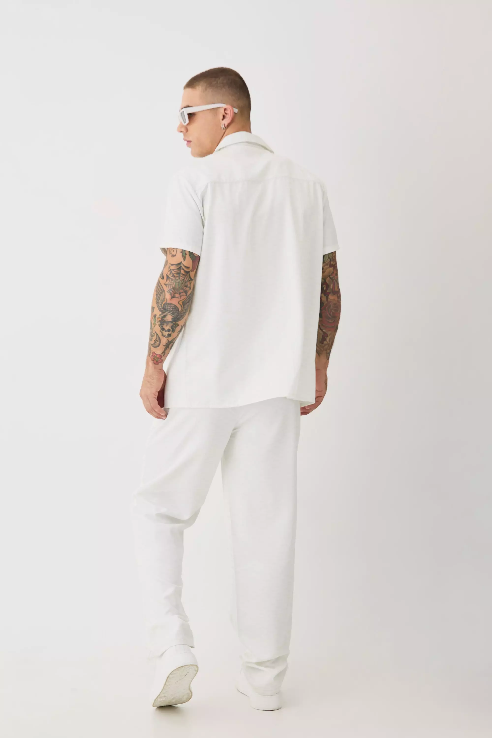 White Soft Twill Tonal Monogram Shirt & Trouser Set alternative image
