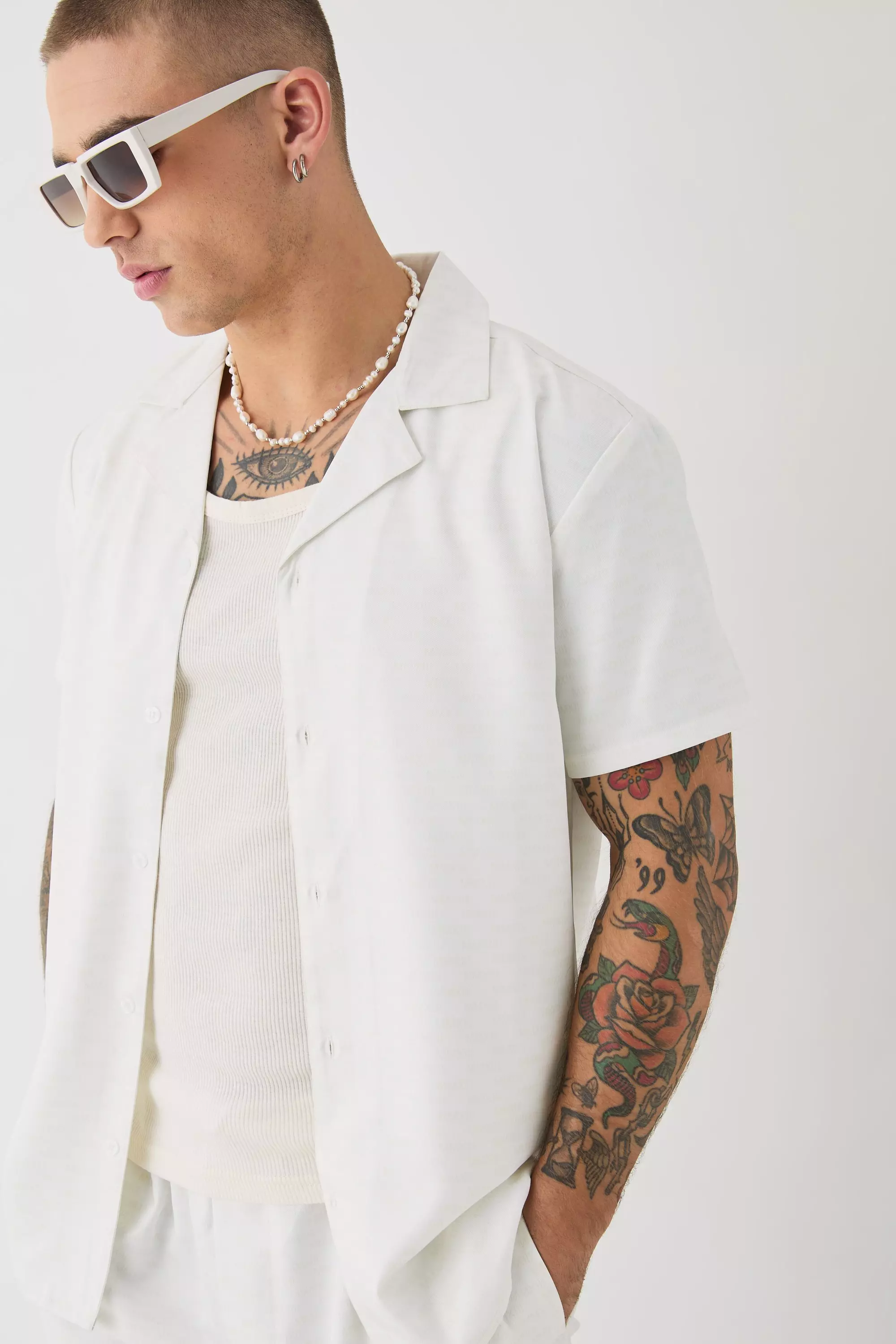 White Soft Twill Tonal Monogram Shirt & Trouser Set alternative image