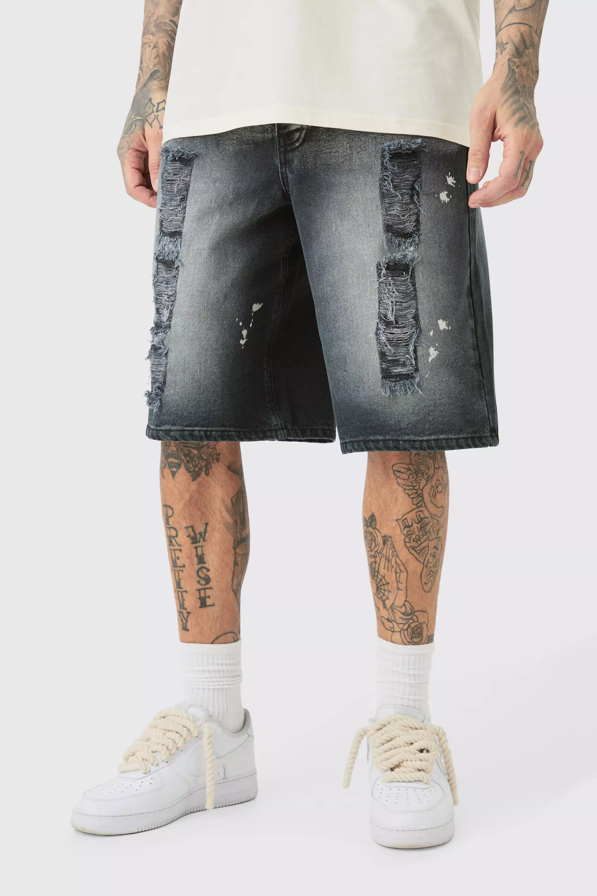 Grey Tall Acid Wash Ombre Effect Straight Fit Jort