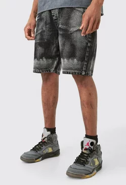 Tall Acid Effect Straight Fit Short Washed black