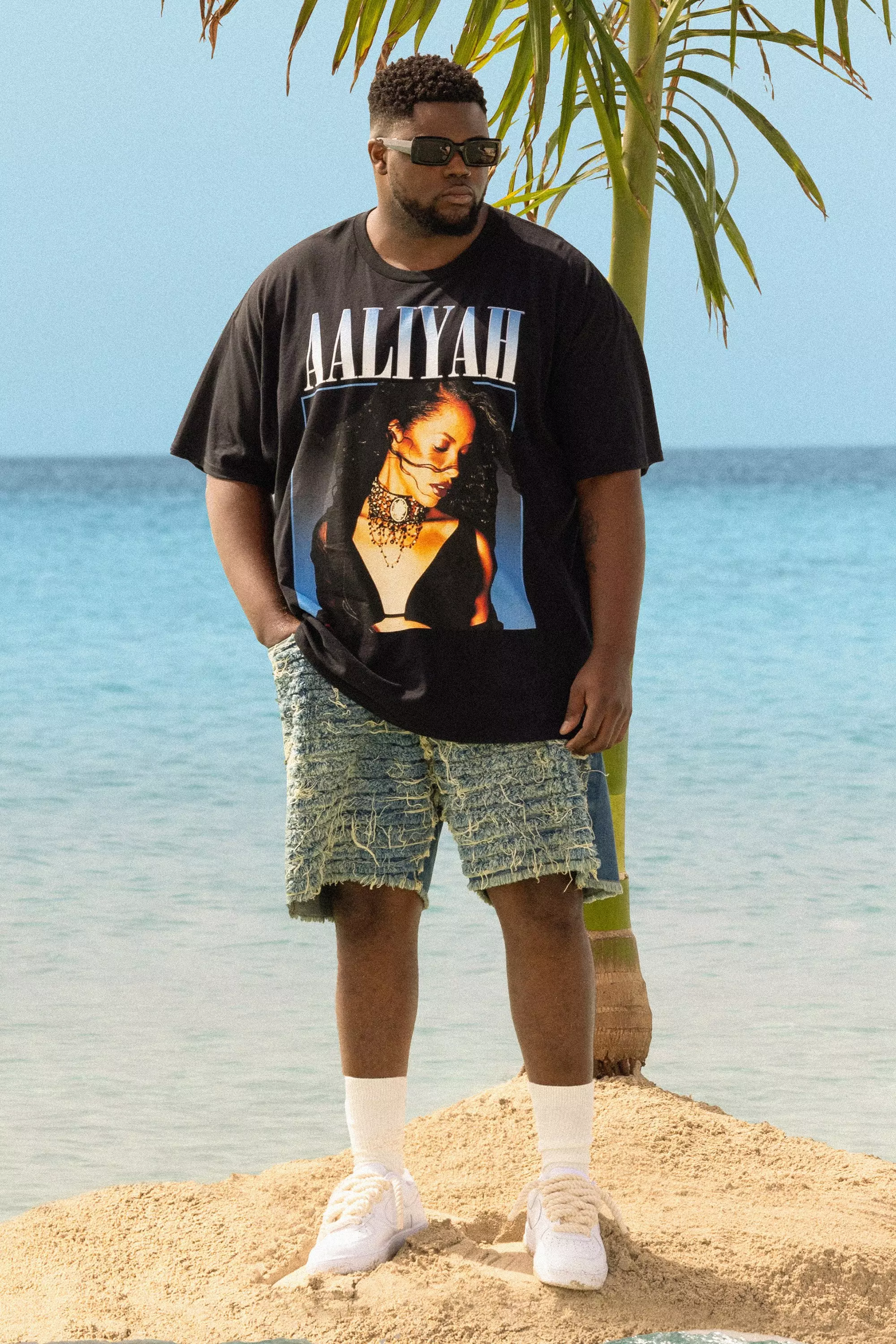 Mid wash Plus Relaxed All Over Distressed Denim Shorts alternative image