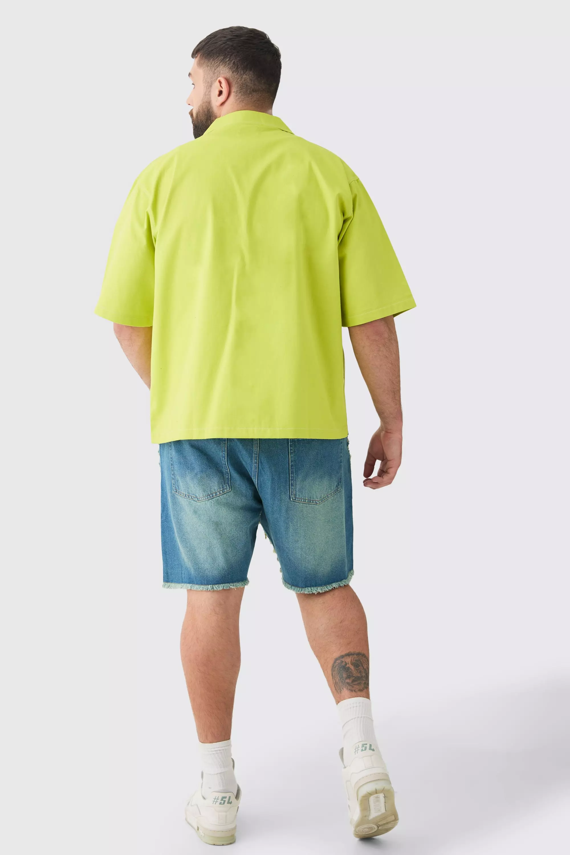 Mid wash Plus Relaxed All Over Distressed Denim Shorts alternative image