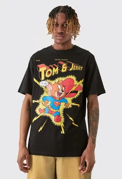 Tall Tom & Jerry Print License T-shirt Black