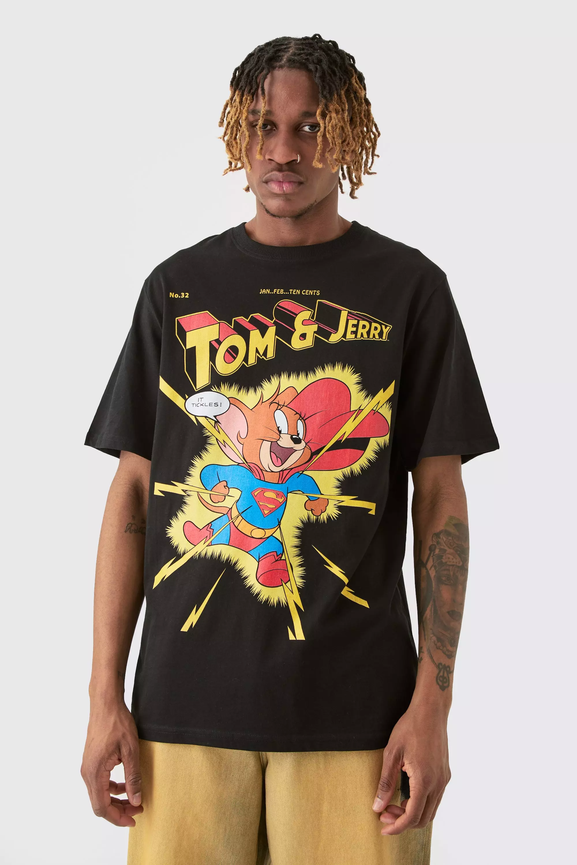 Tall Tom & Jerry Print License T-shirt Black