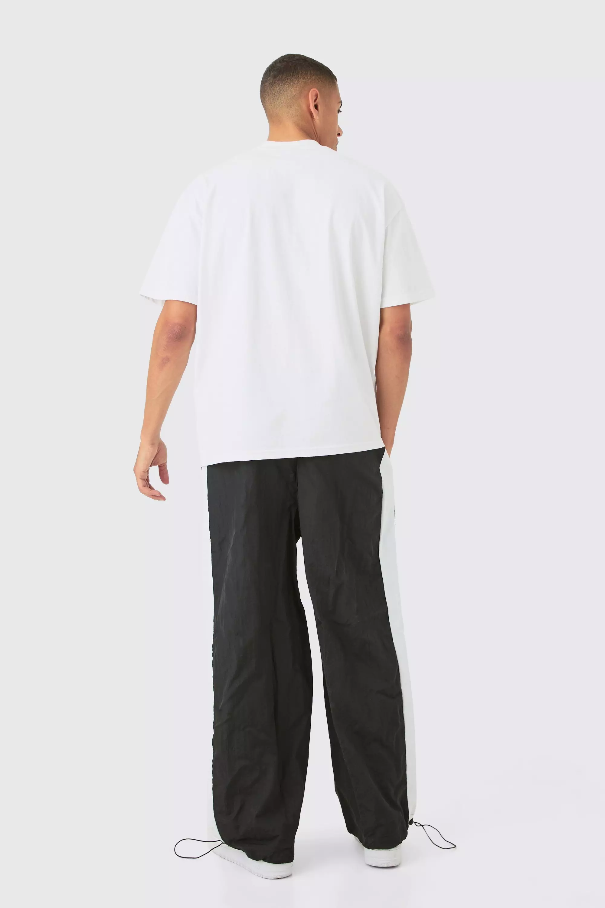 OFCL Side Panel Parachute Pants | boohooMAN USA