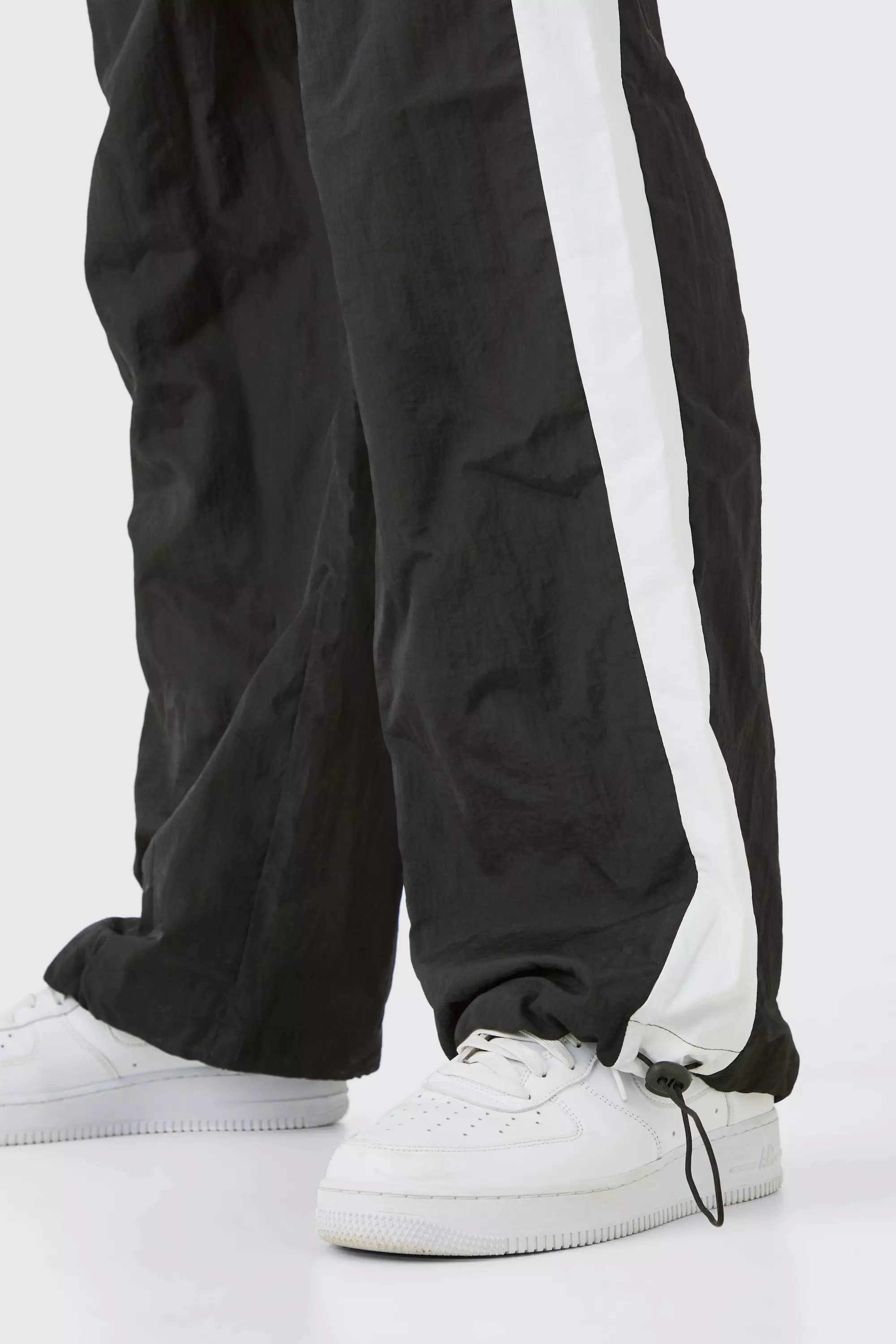 OFCL Side Panel Parachute Pants | boohooMAN USA