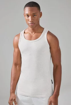 Man Active Gym Muscle Fit Ribbed Vest Grey