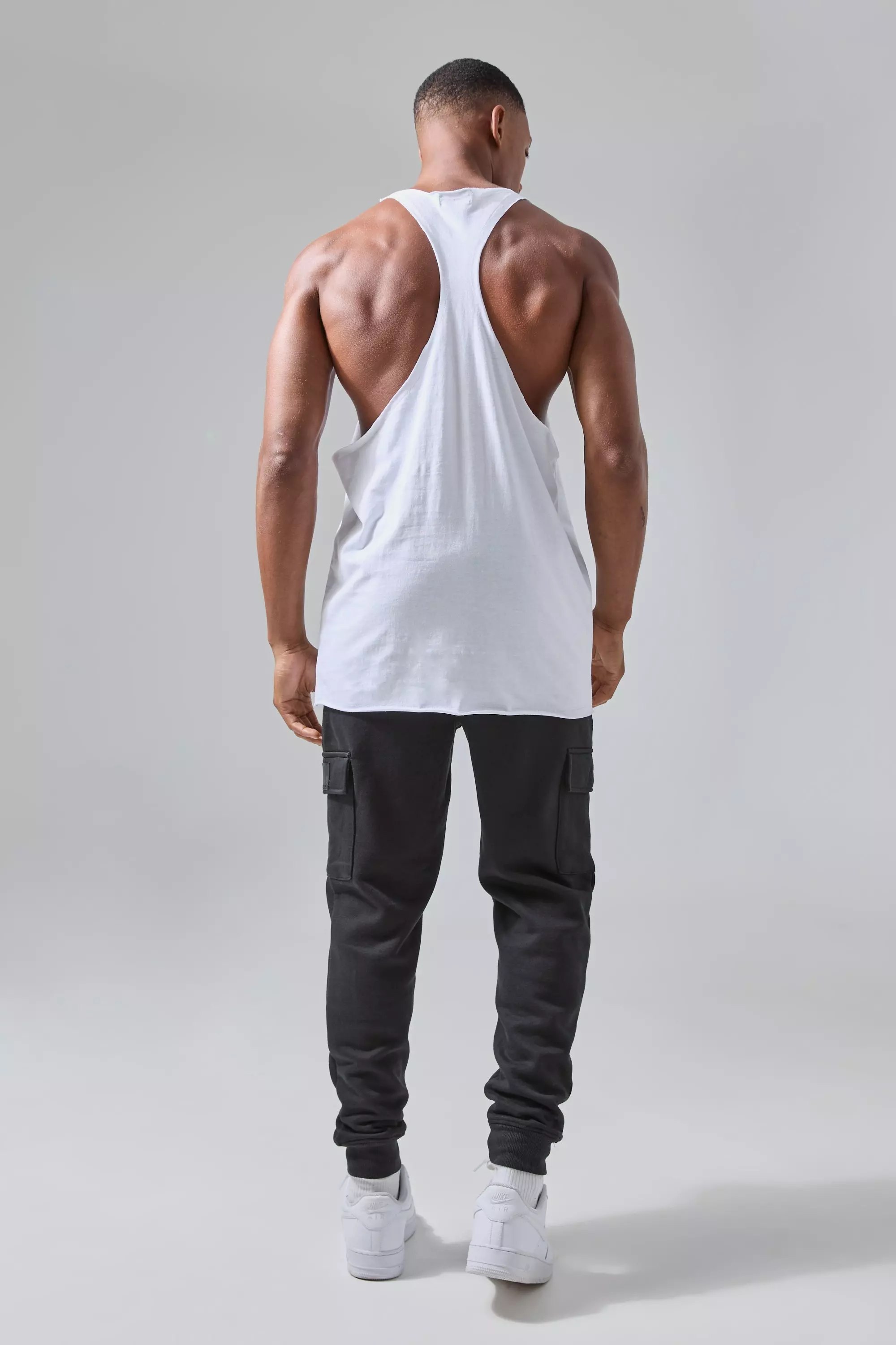 White Man Active Raw Edge Jersey Stringer Vest alternative image
