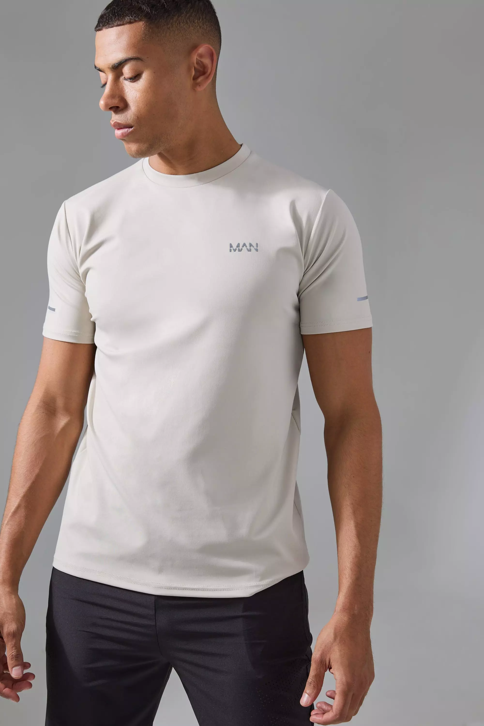 T-Shirt Man Active Per Alta Performance, Stone immagine alternativa