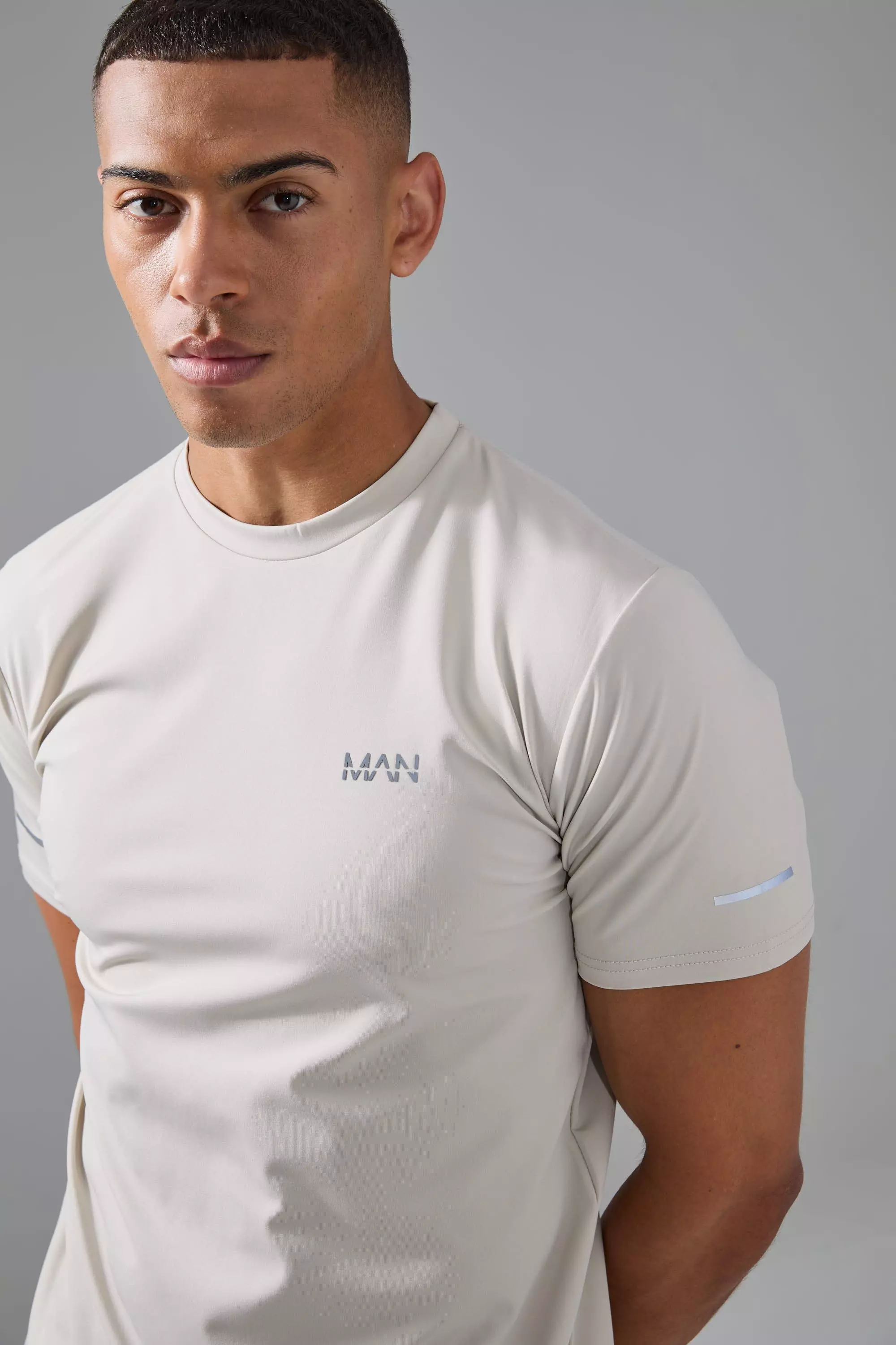 T-Shirt Man Active Per Alta Performance, Stone immagine alternativa
