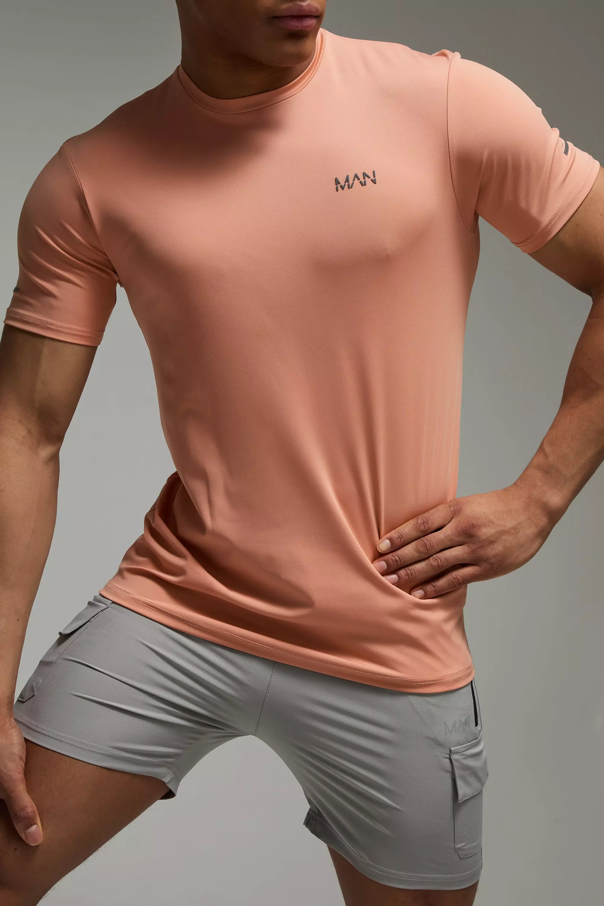 T-Shirt Man Active Per Alta Performance, Coral immagine alternativa