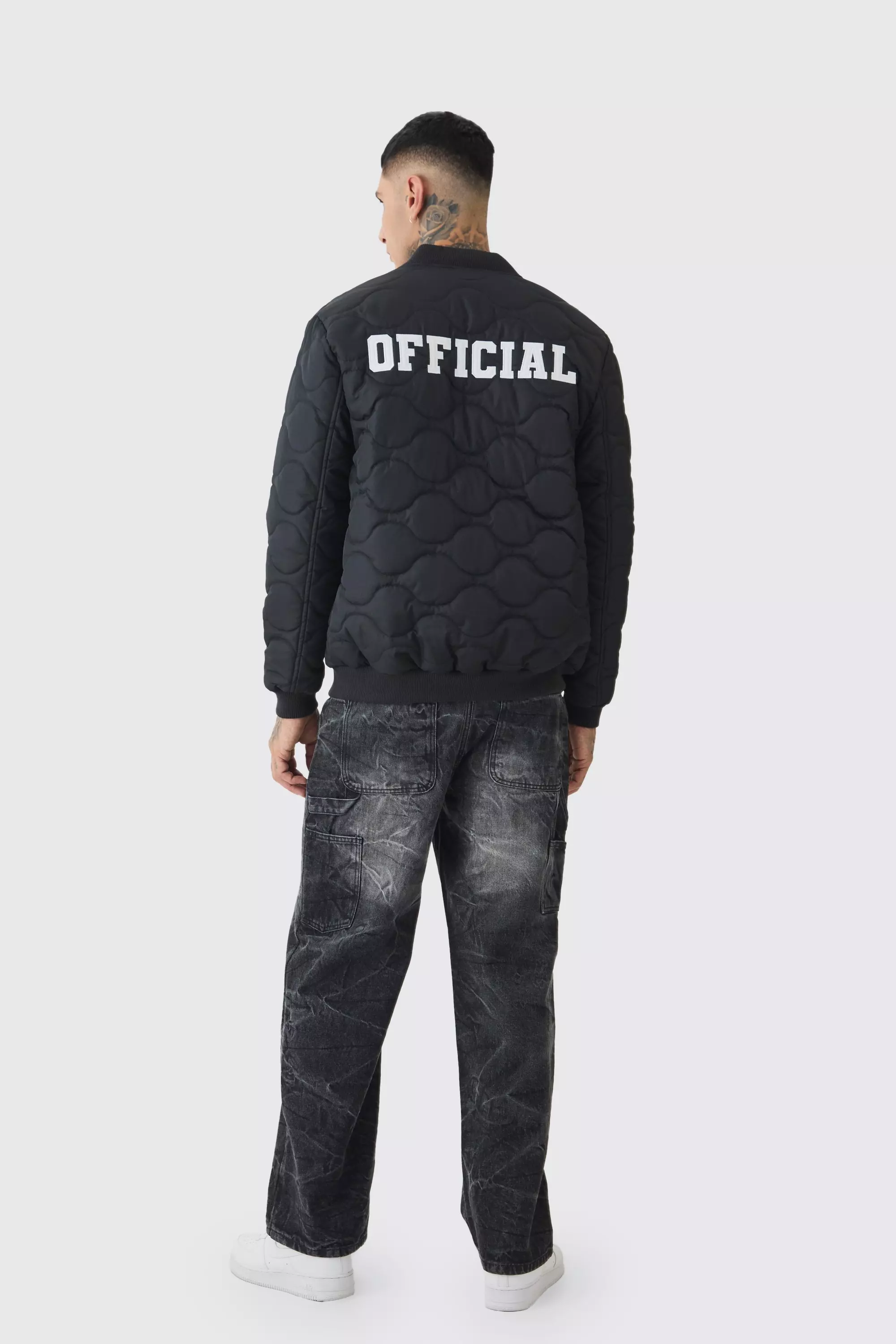 Tall Official Quilted Bomber Jacket In Black alternative image