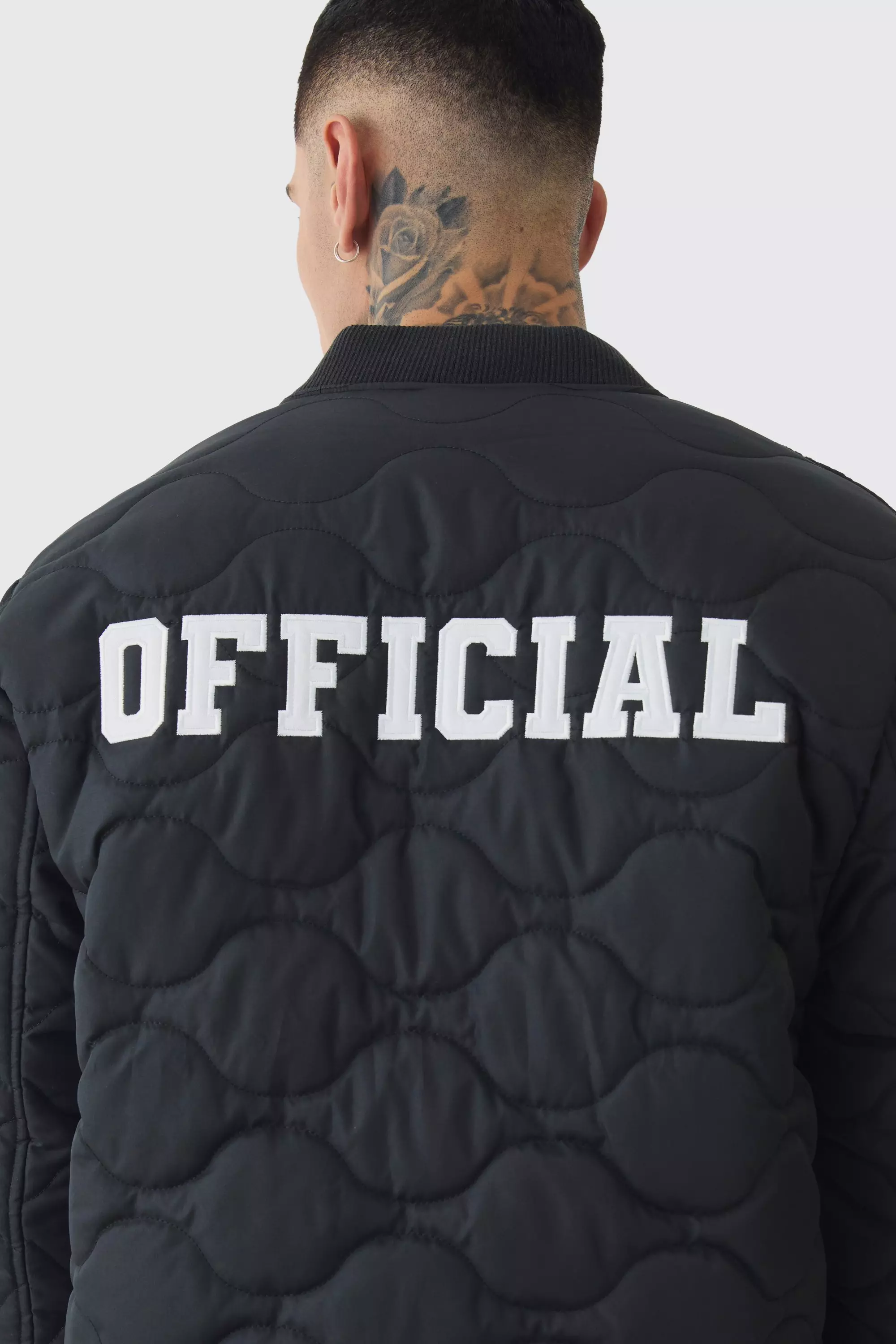 Tall Official Quilted Bomber Jacket In Black alternative image