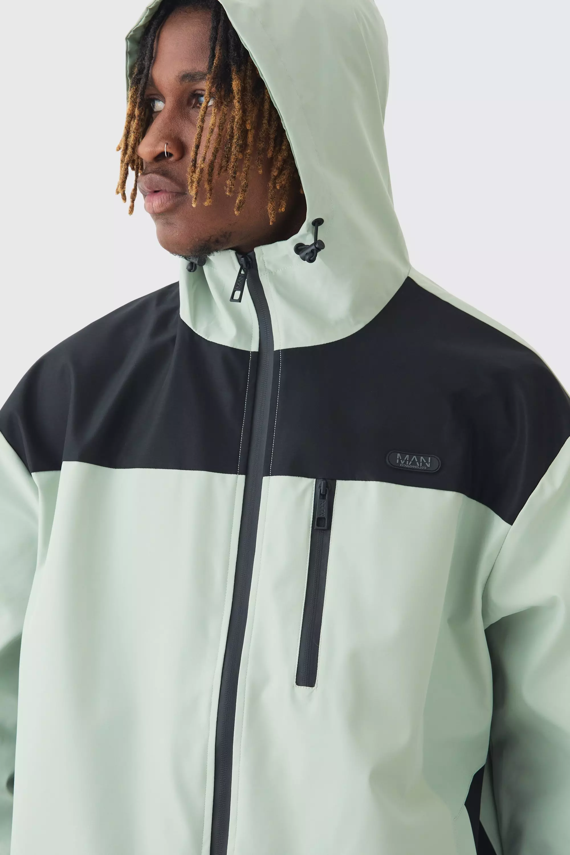 Tall - Coupe-vent oversize color block, Sage autre image