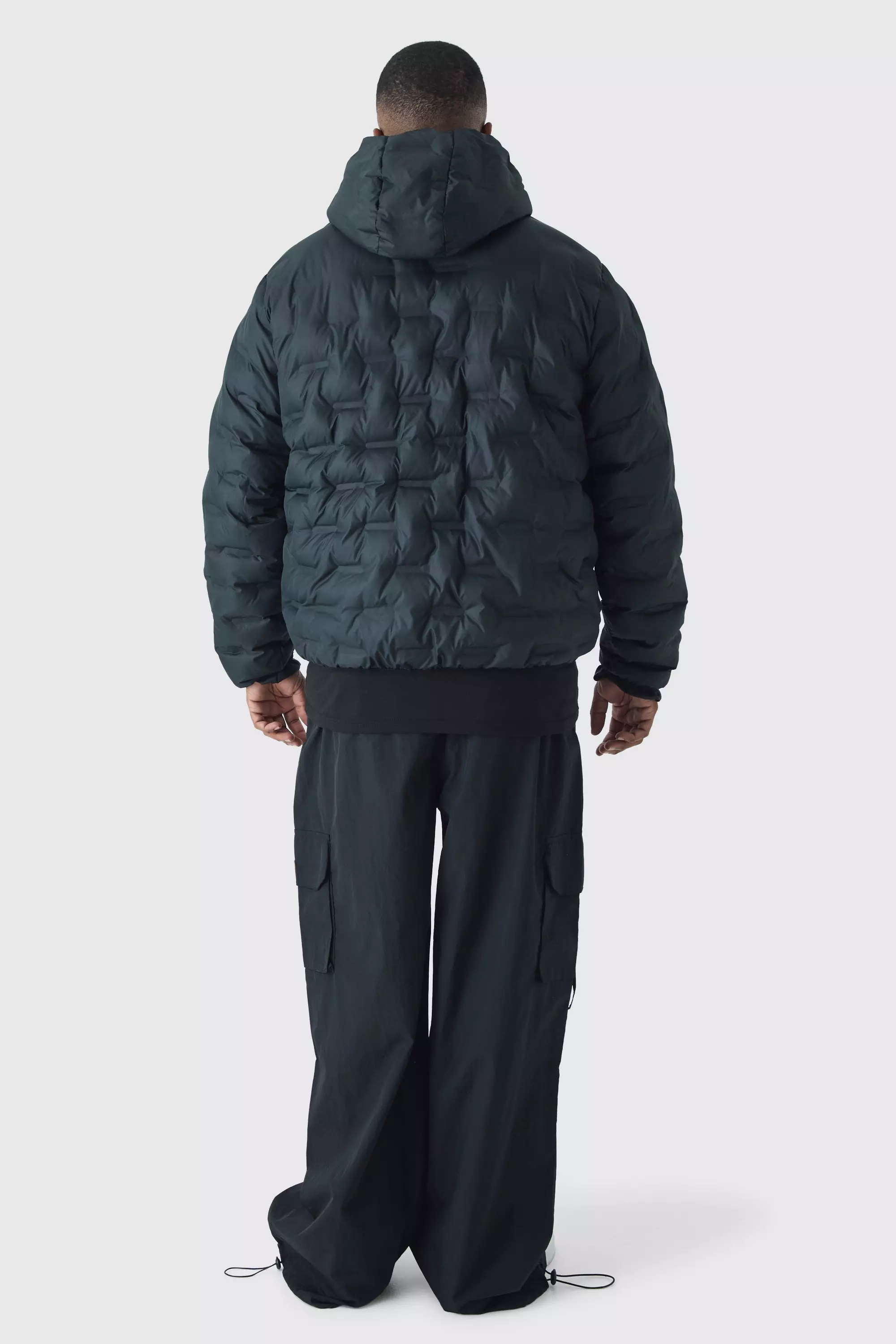Plus Hooded Heat Seal Quilted Jacket In Black alternative image
