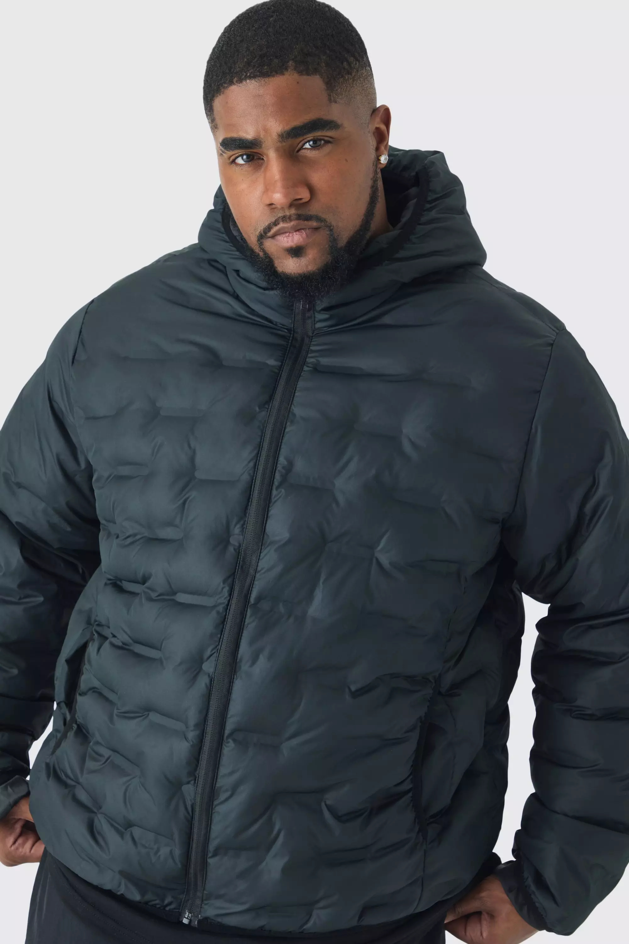 Plus Hooded Heat Seal Quilted Jacket In Black alternative image