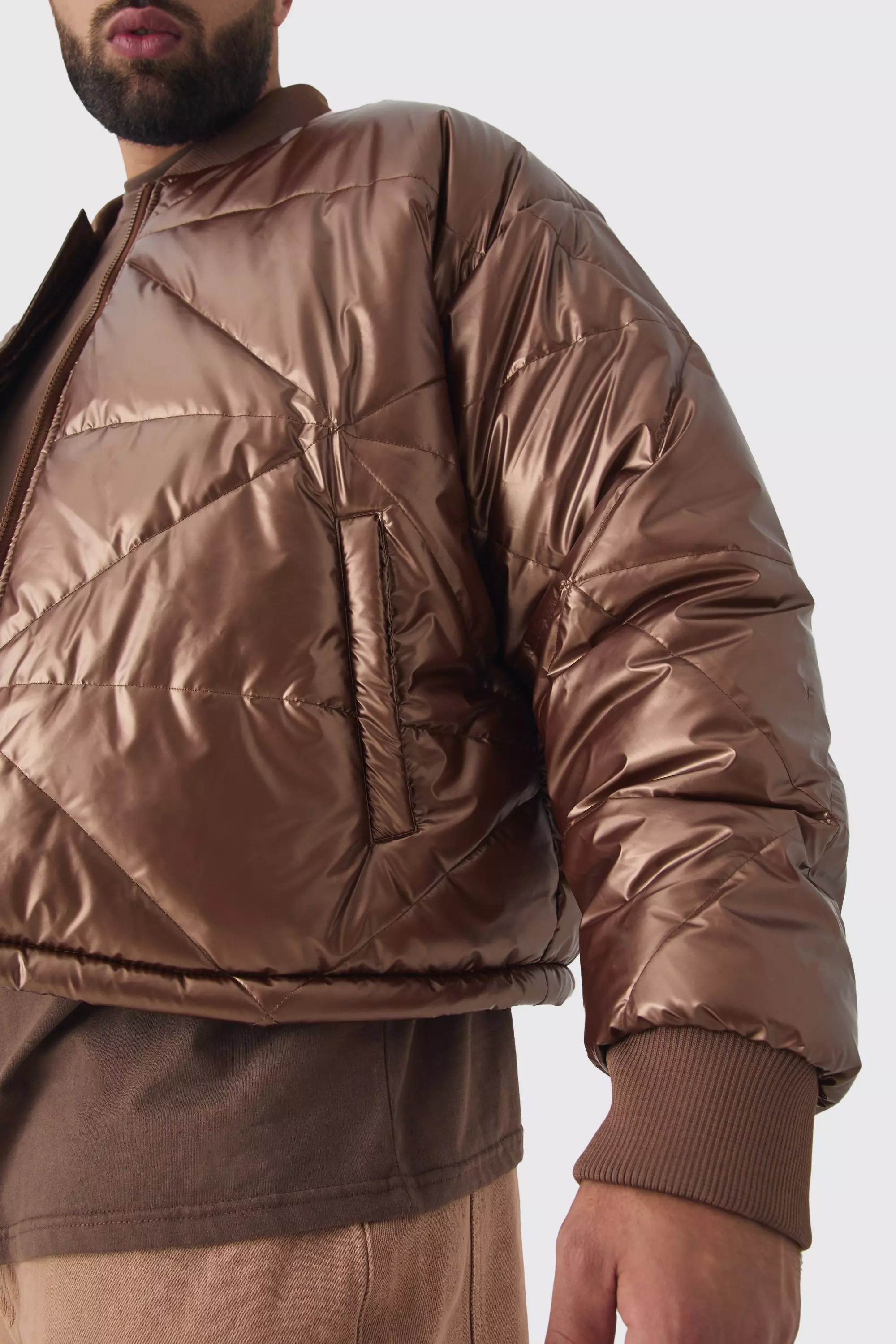 Grande taille - Bomber oversize matelassé, Tan autre image