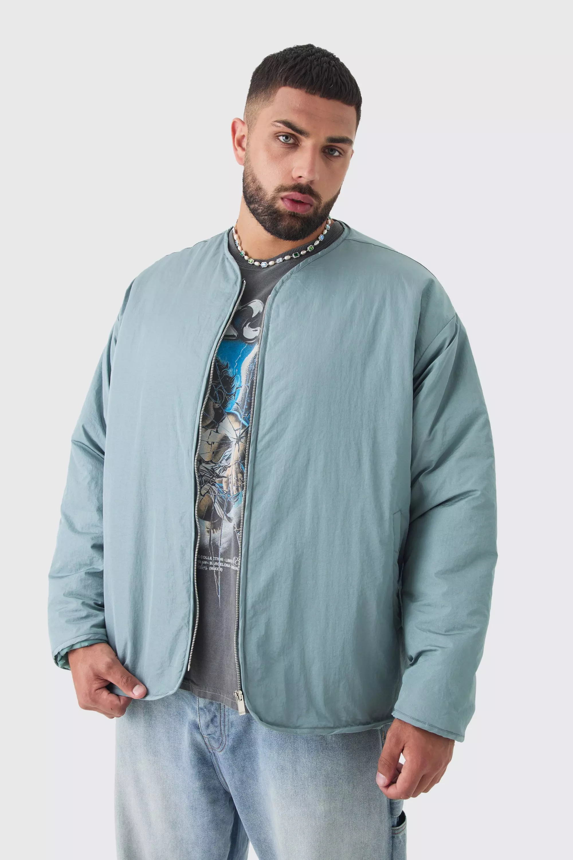 Grande taille - Bomber oversize matelassé, Slate autre image
