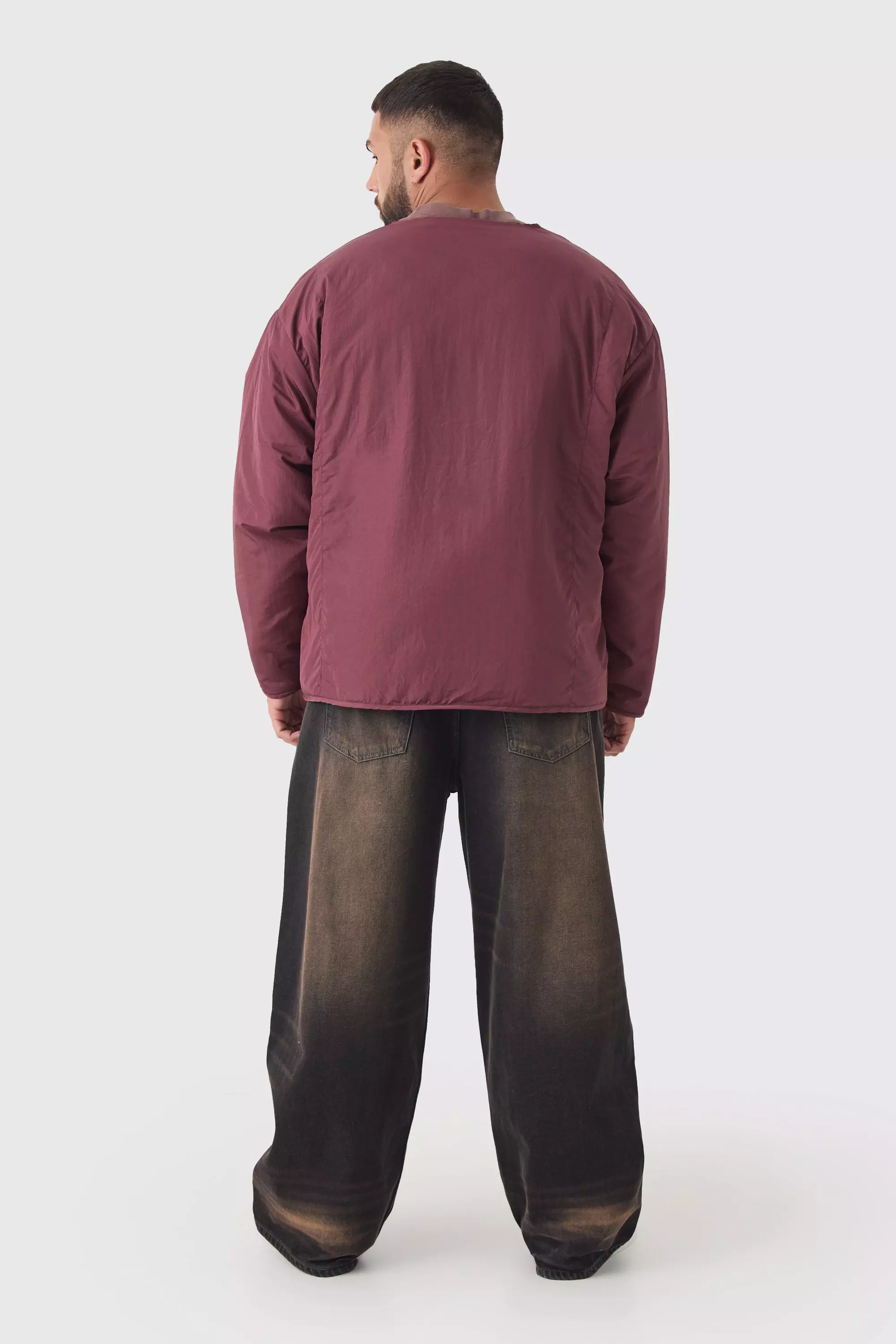 Grande taille - Bomber oversize matelassé, Wine autre image