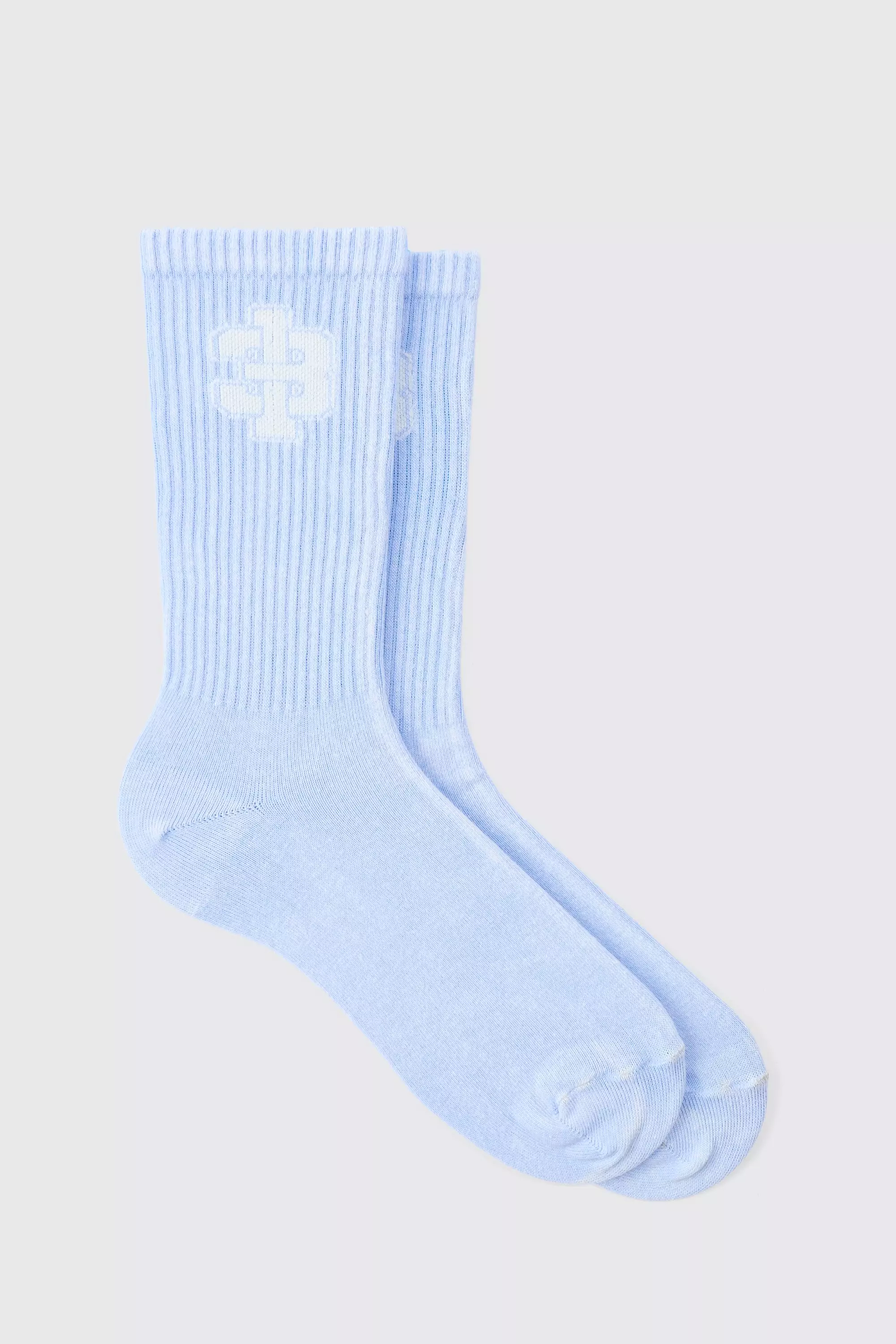 Acid Wash 13 Jacquard Socks In Blue Light blue