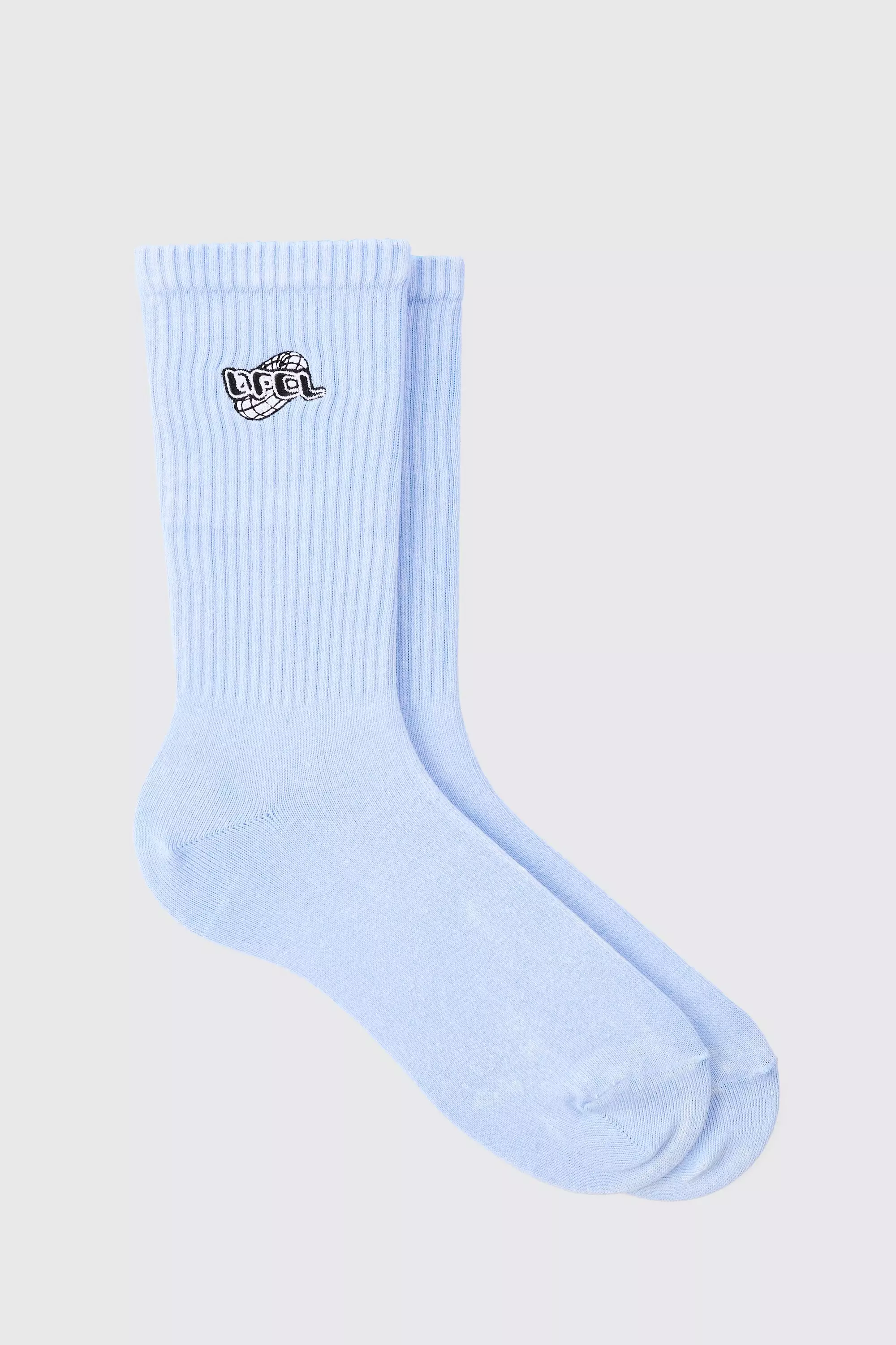 Acid Wash Ofcl Embroidered Socks In Light Blue Light blue