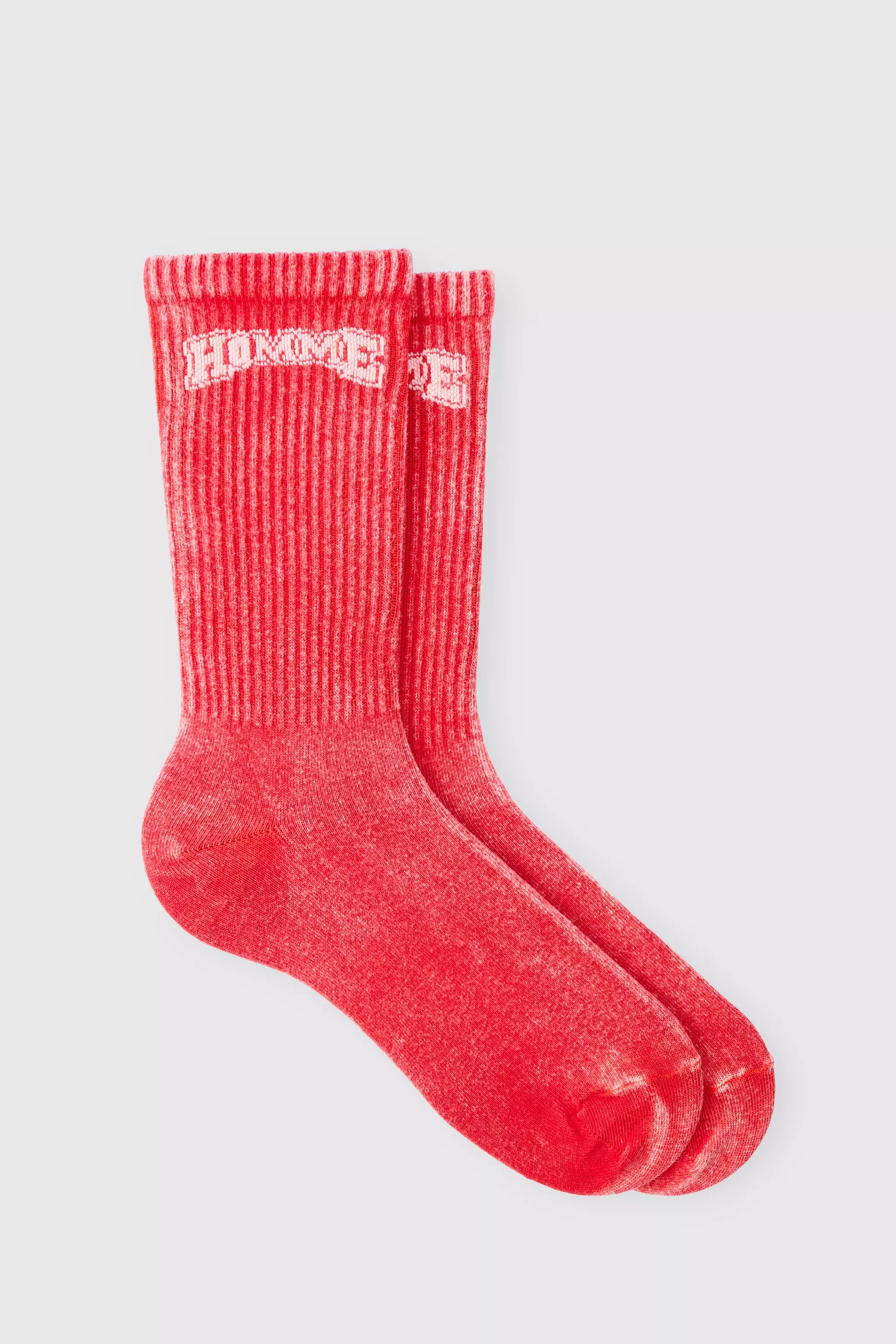 Acid Wash Homme Socks In Red Red