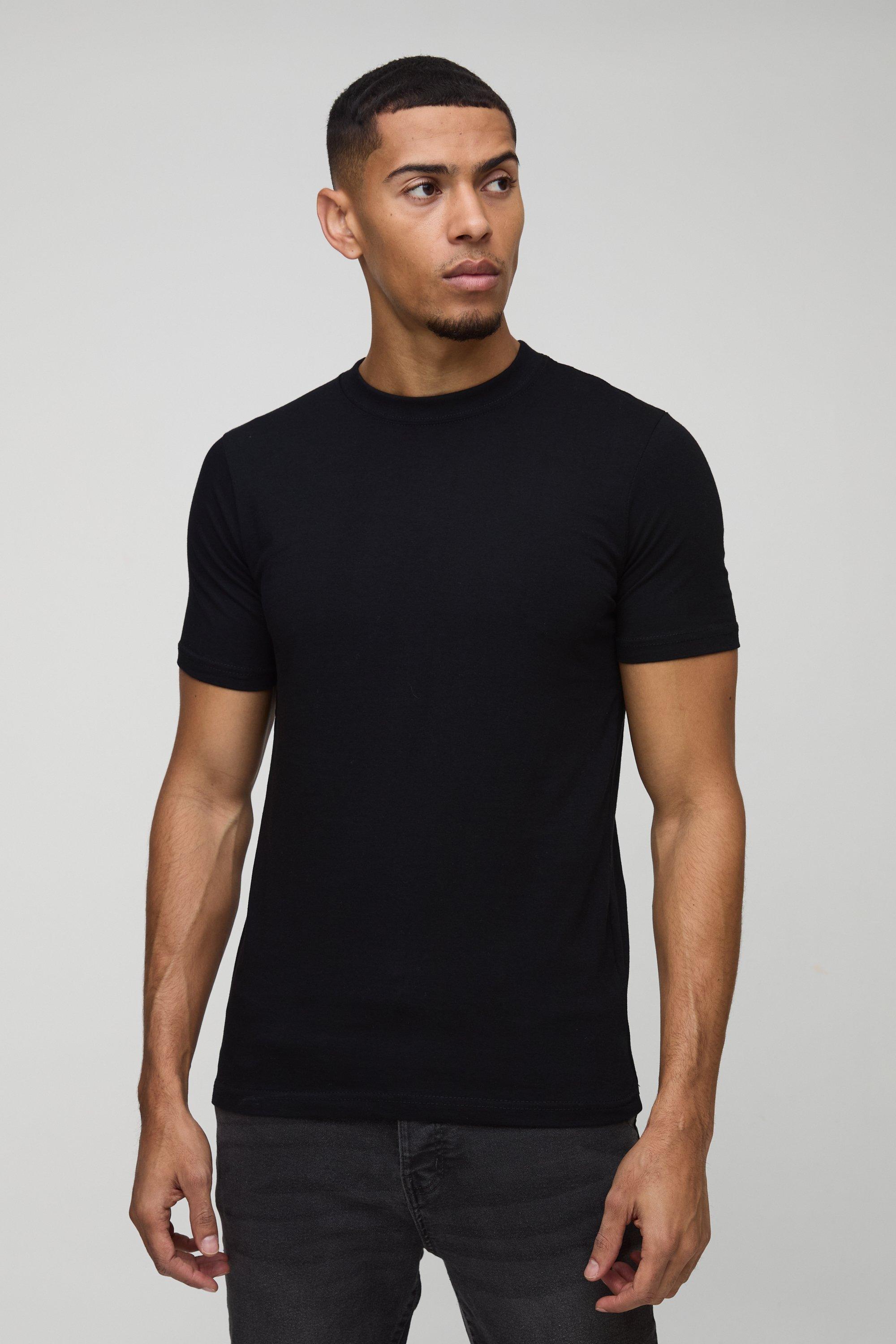 Basic Muscle Fit Crew Neck T Shirt boohooMAN USA