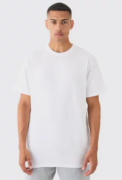 White Basic Longline Crew Neck T-shirt