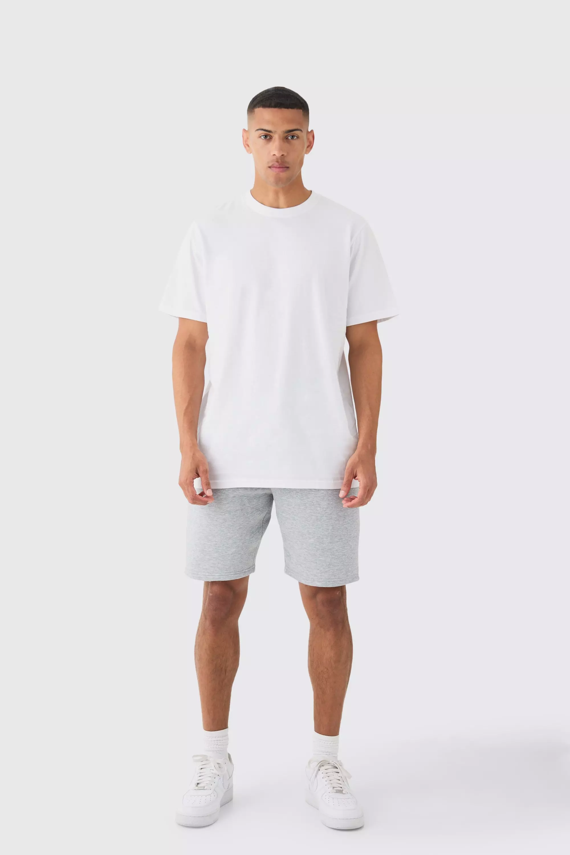 White Basic Long Line T-Shirt Met Crewneck alternatieve afbeelding