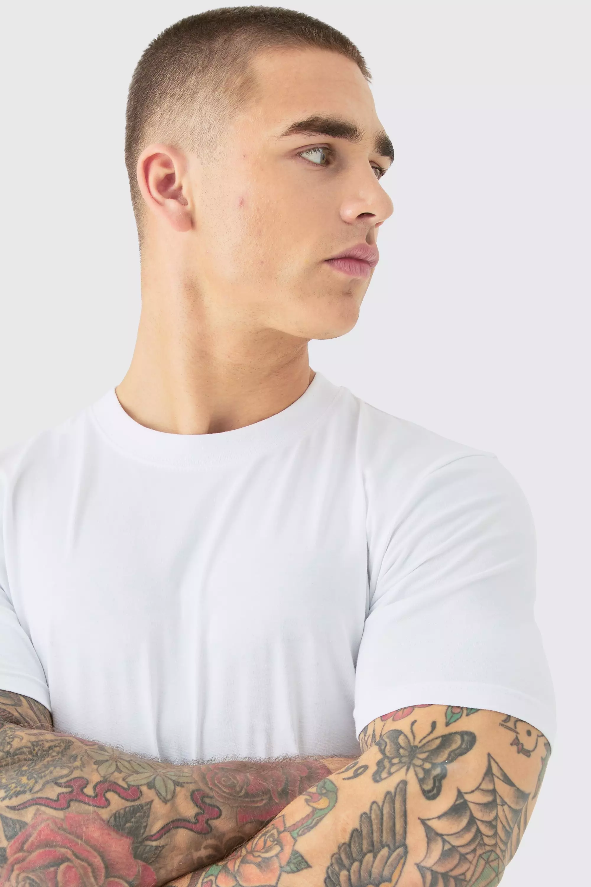 Basic Muscle Fit Crew Neck T-Shirt | boohooMAN AU