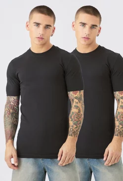 2 Pack Muscle Fit T-shirt Black