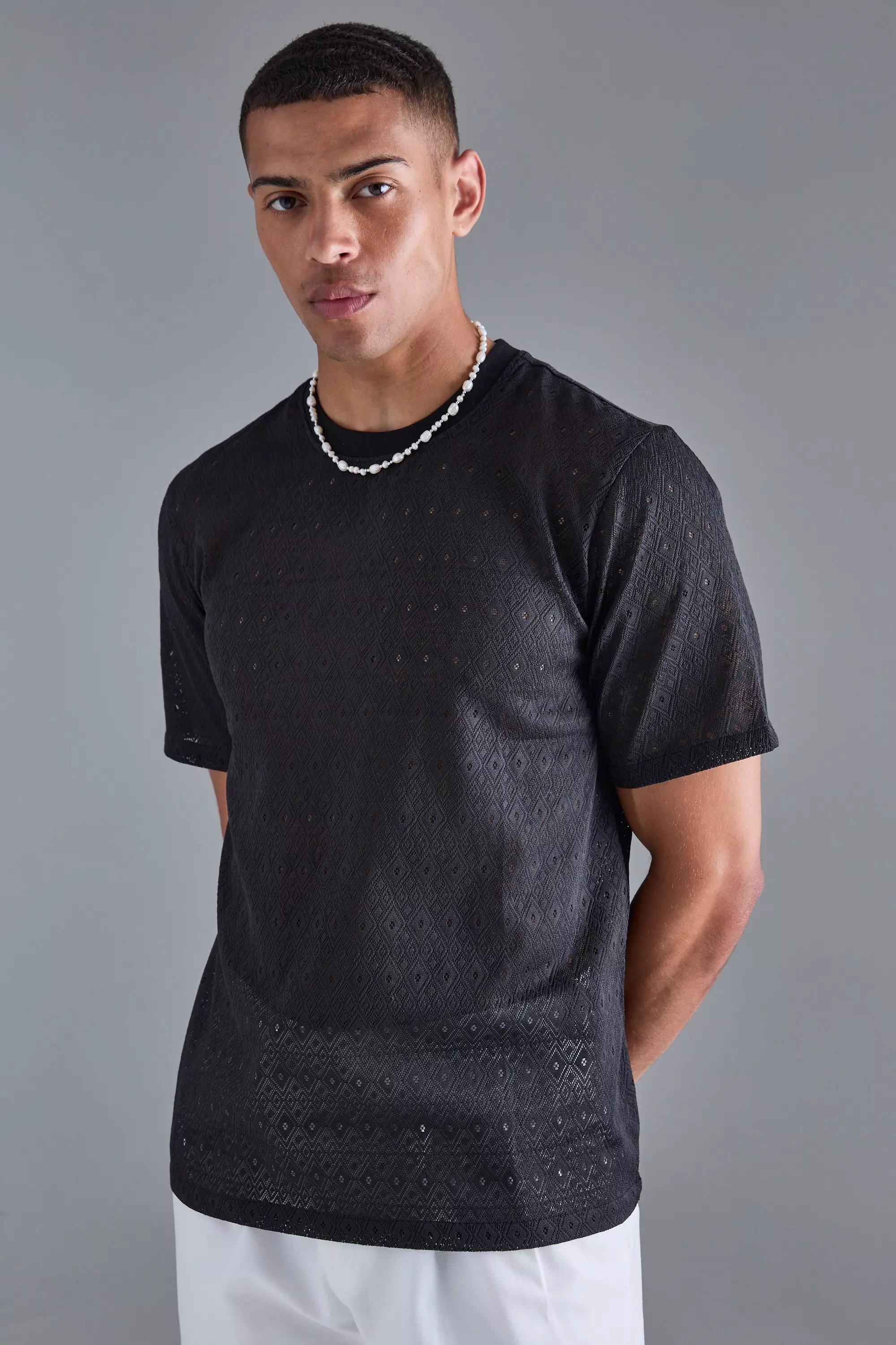 Diamond Crochet T-shirt Black