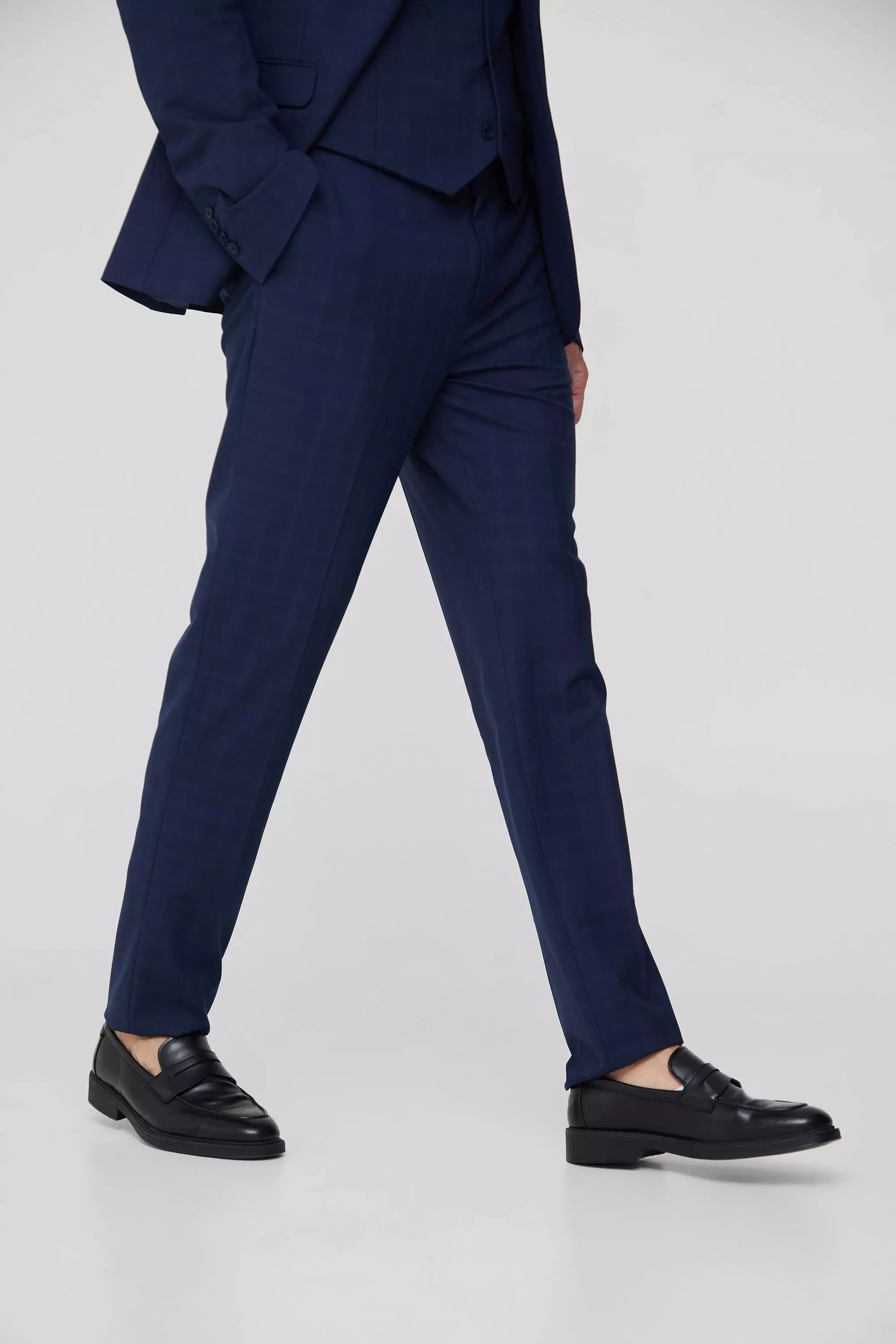 Tall Dark Blue Check Slim Fit Suit Trouser alternative image