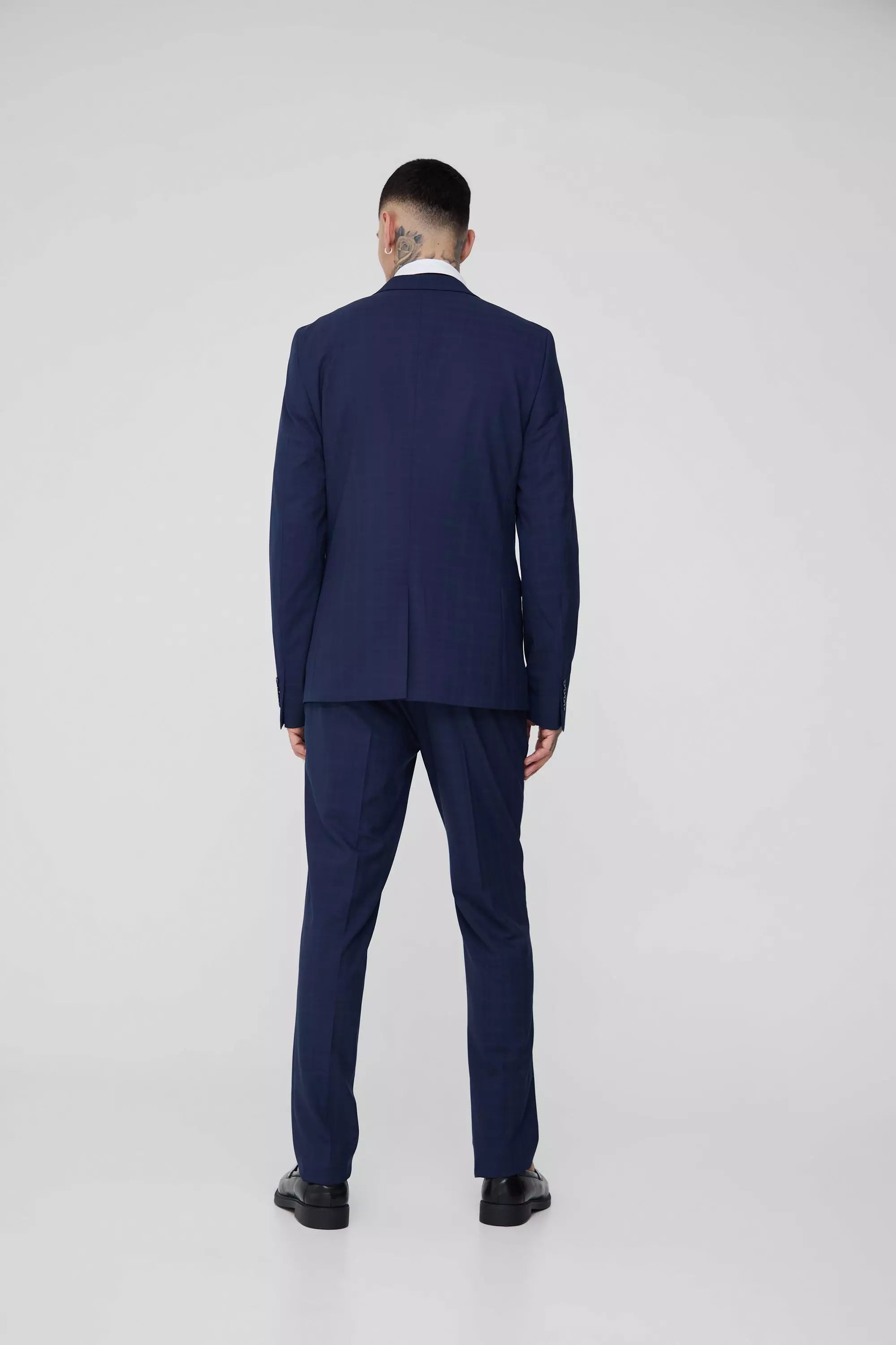 Tall Dark Blue Check Slim Fit Suit Trouser alternative image