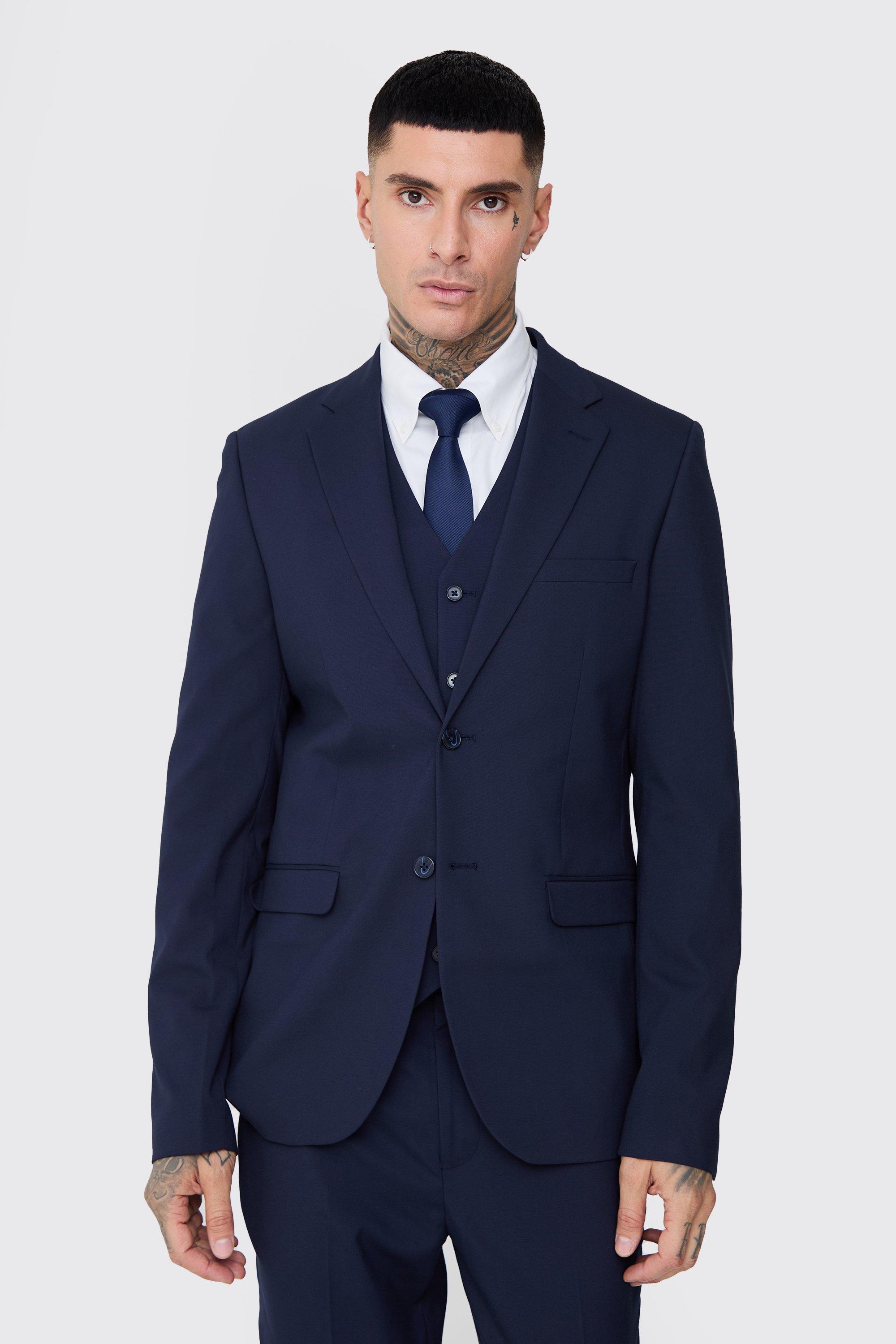 Tall dunkelblaue Essential Slim-Fit Anzugjacke, Navy